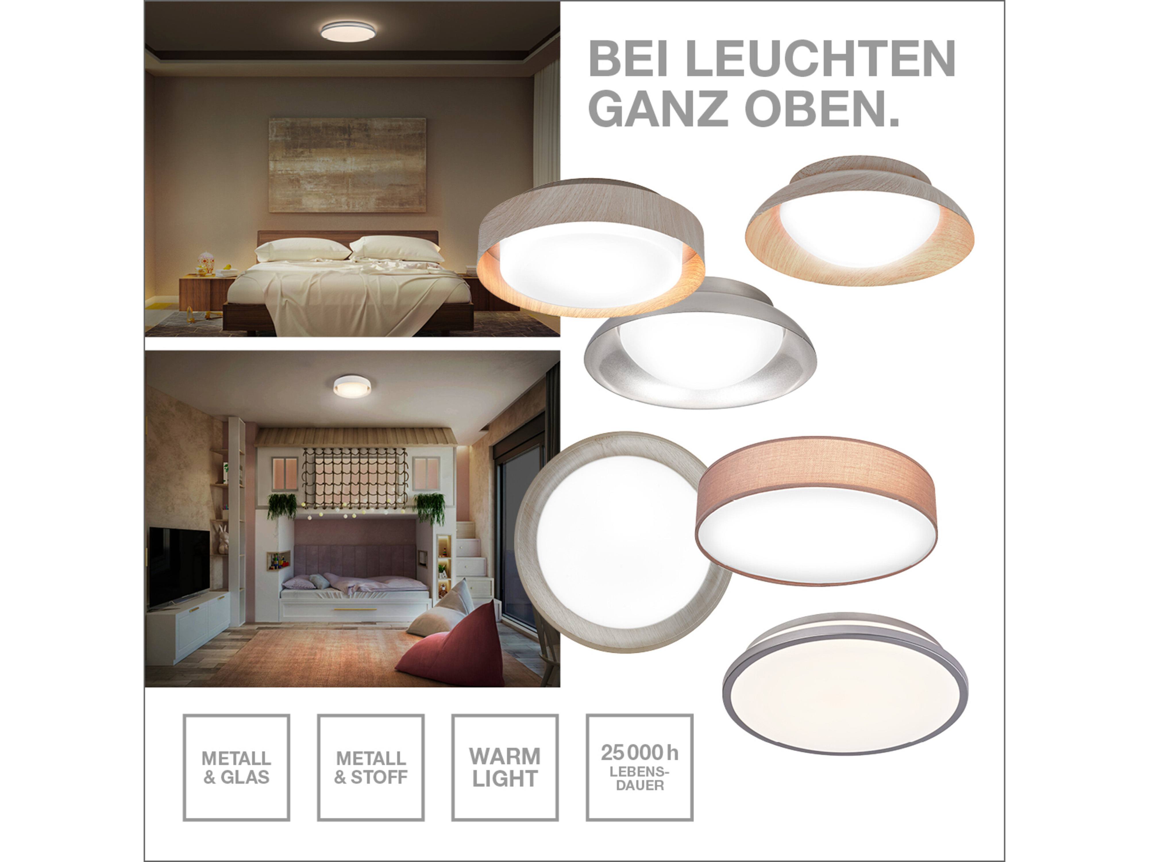 OSRAM LED-Deckenleuchte, 16W, 3000K, 1000lm, warmweiß, IP20, schwarz, Ø30cm