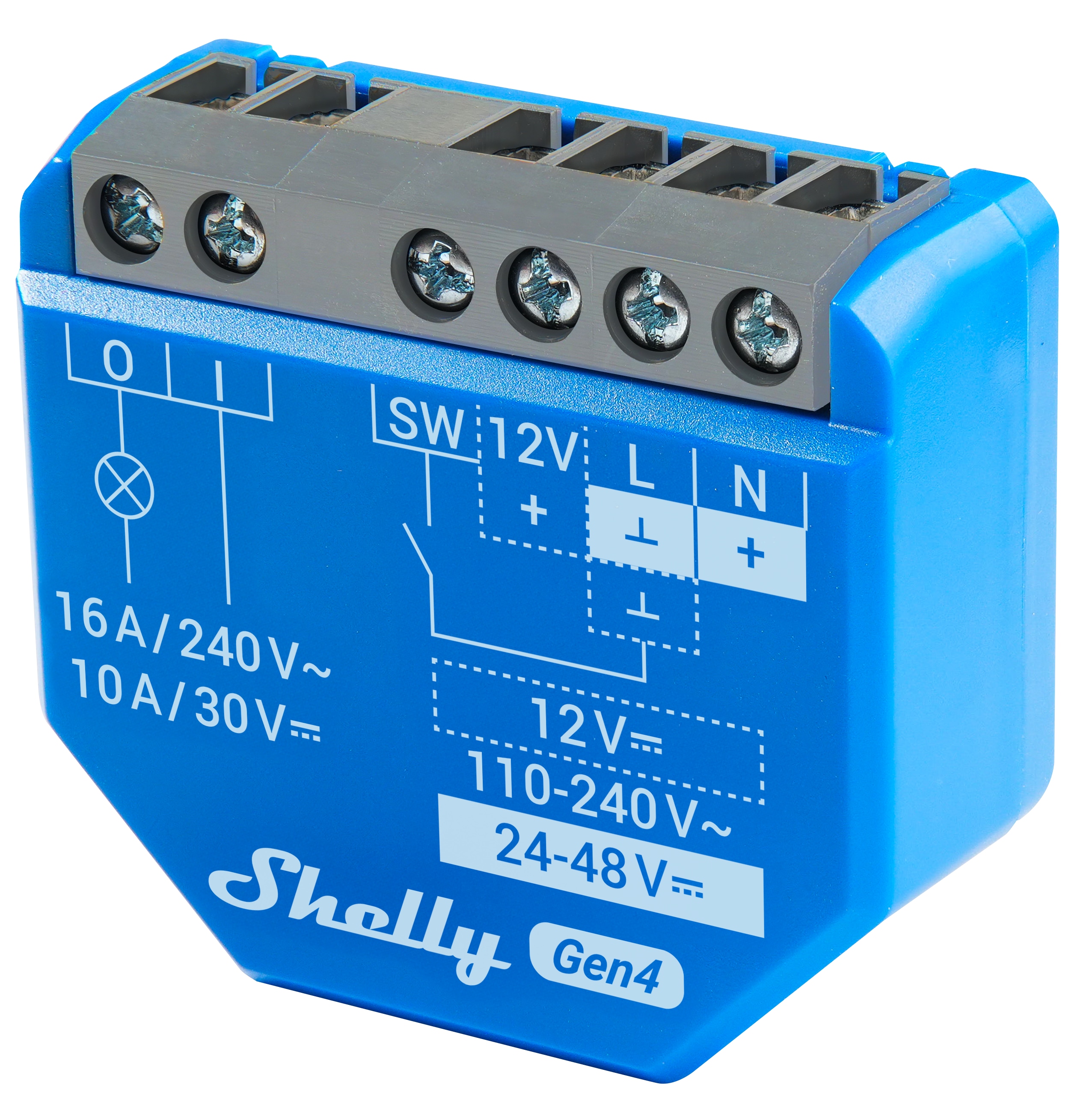 SHELLY Relais 1 Gen4, 16 A, WLAN, Bluetooth, blau