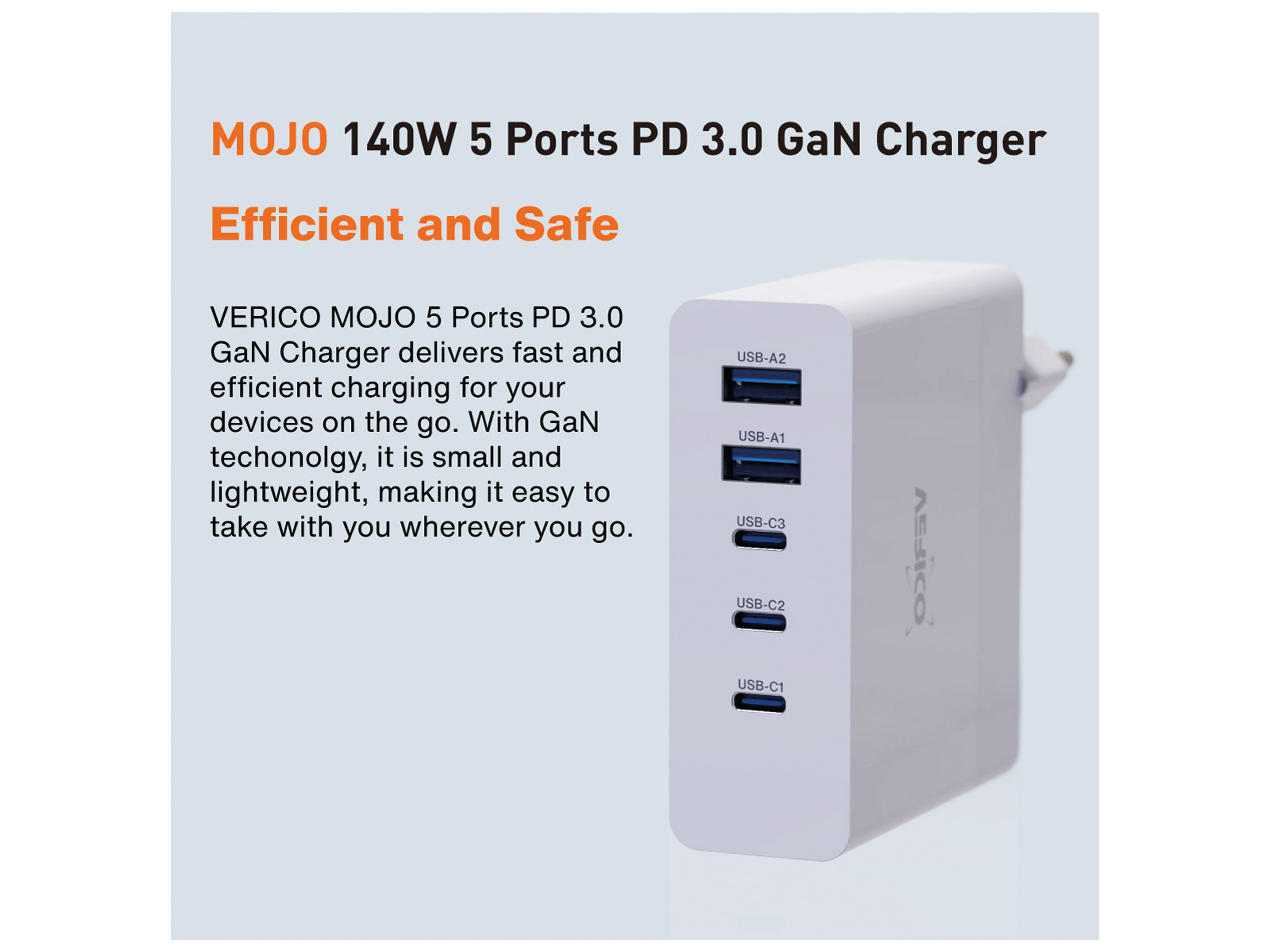 VERICO Power MOJO GaN 140W, 5 Port ,USB-Ladegerät VERICO Power MOJO GaN 140W, 5 Port ,USB-Ladegerät