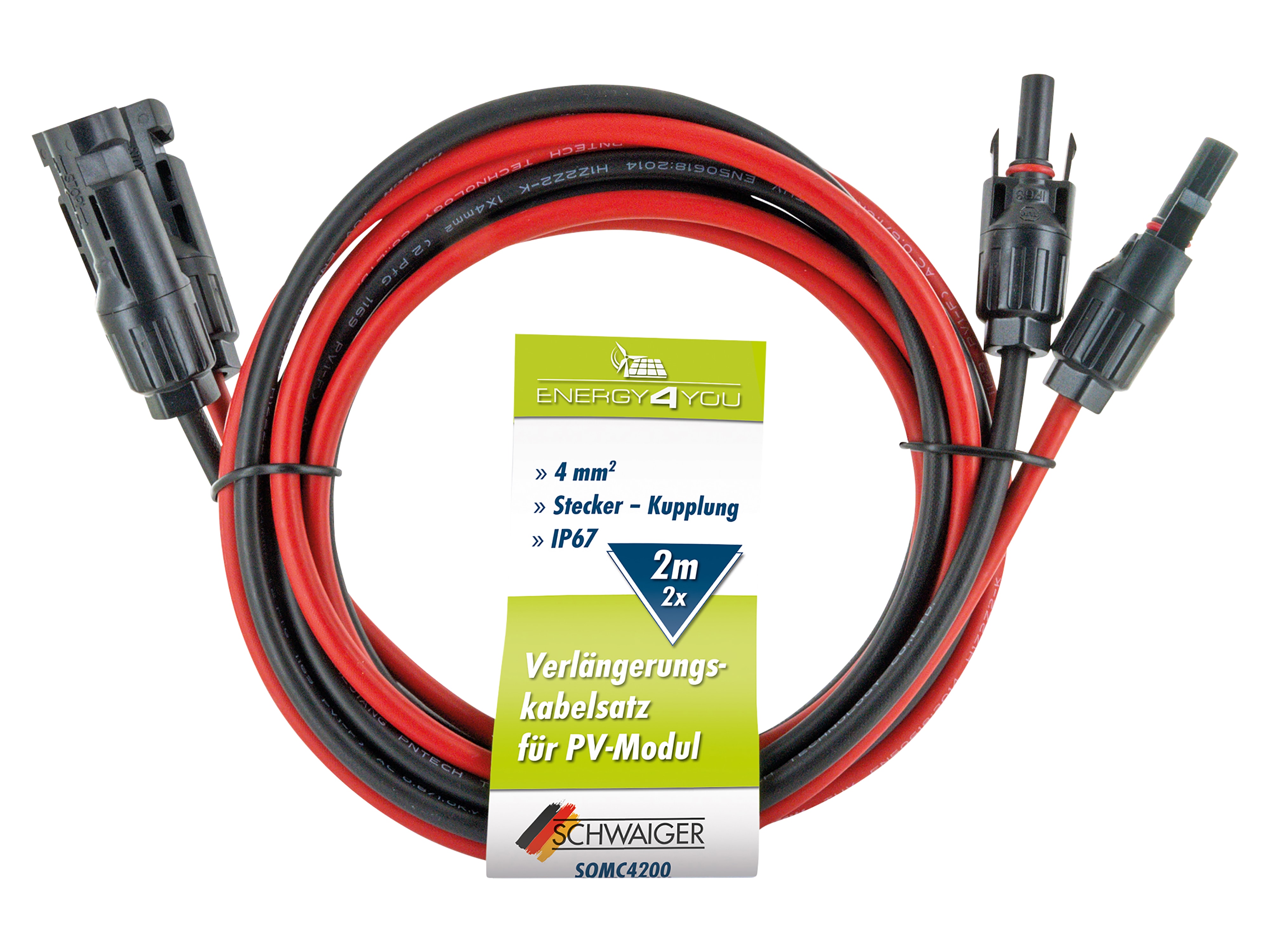 SCHWAIGER Solarkabel Verlängerung SOMC4200, 2 m, 2 Stück