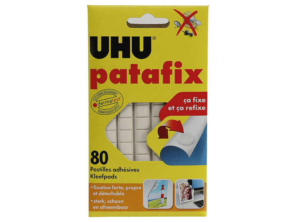UHU Klebepads patafix, 42620, weiß, wiederverwendbar, 80 Stück