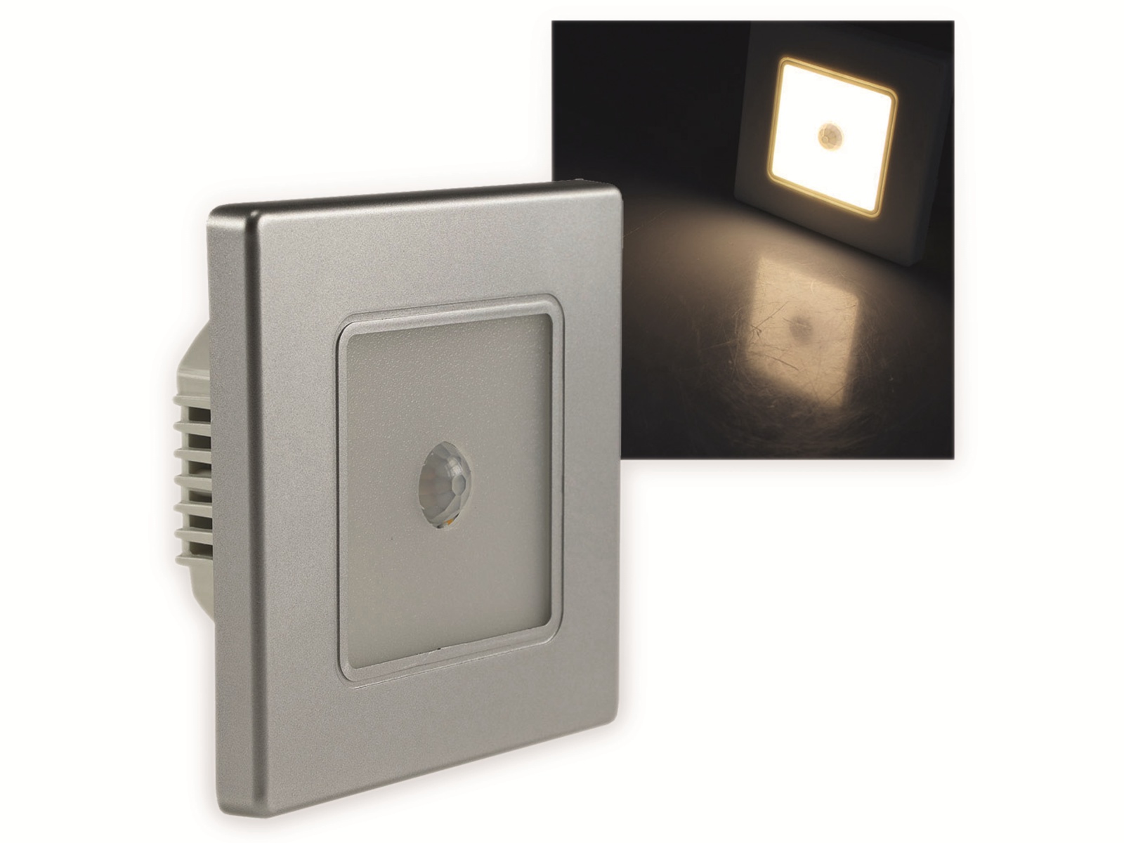 CHILITEC LED-Einbauleuchte EBL 86 PIR, 2,5 W, 3000 K, warmweiß, Rahmen silber CHILITEC LED-Einbauleuchte EBL 86 PIR, 2,5 W, 3000 K, warmweiß, Rahmen silber