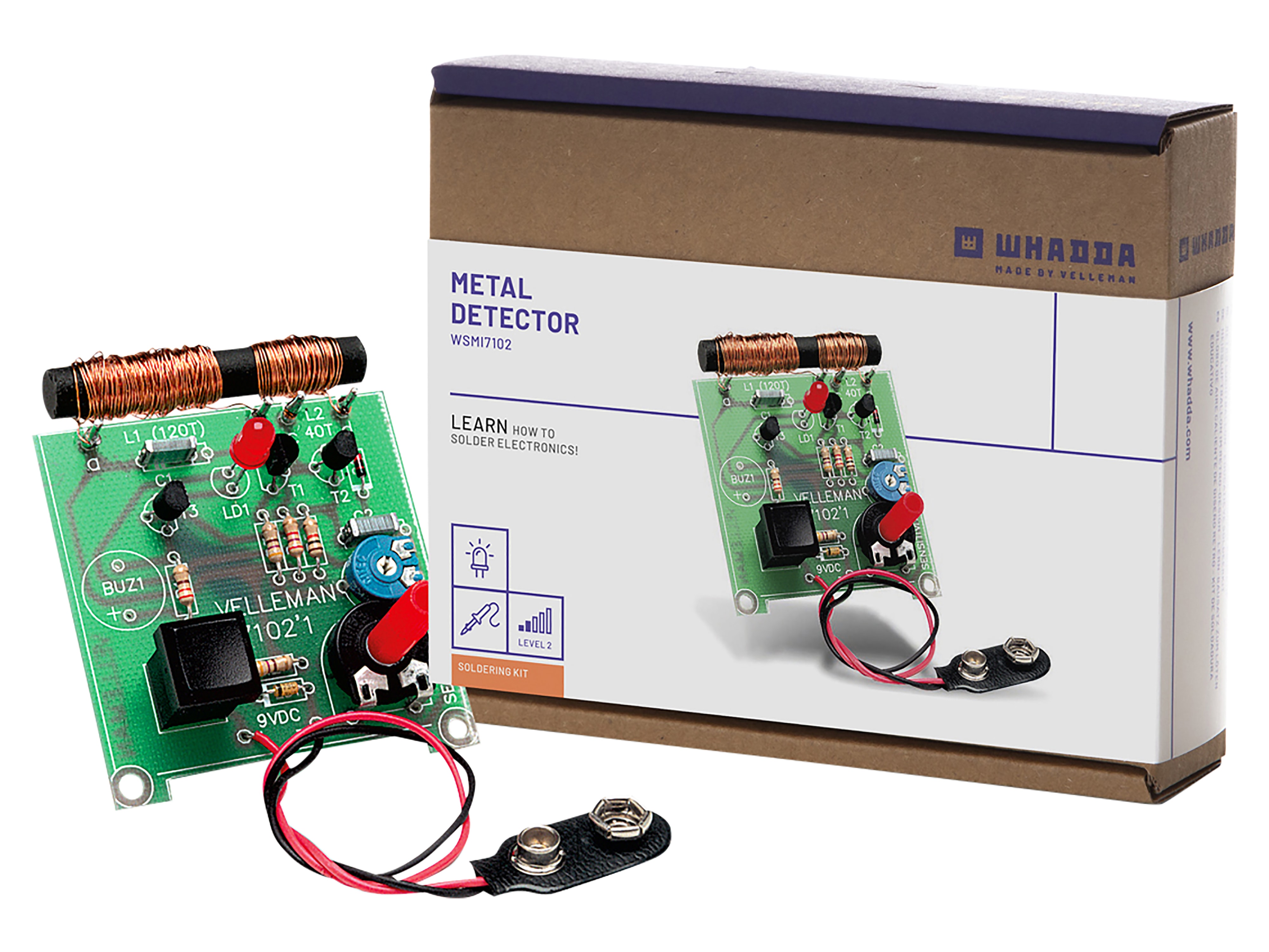 WHADDA Lötbausatz Metalldetektor mit LED-Anzeige WSMI7102