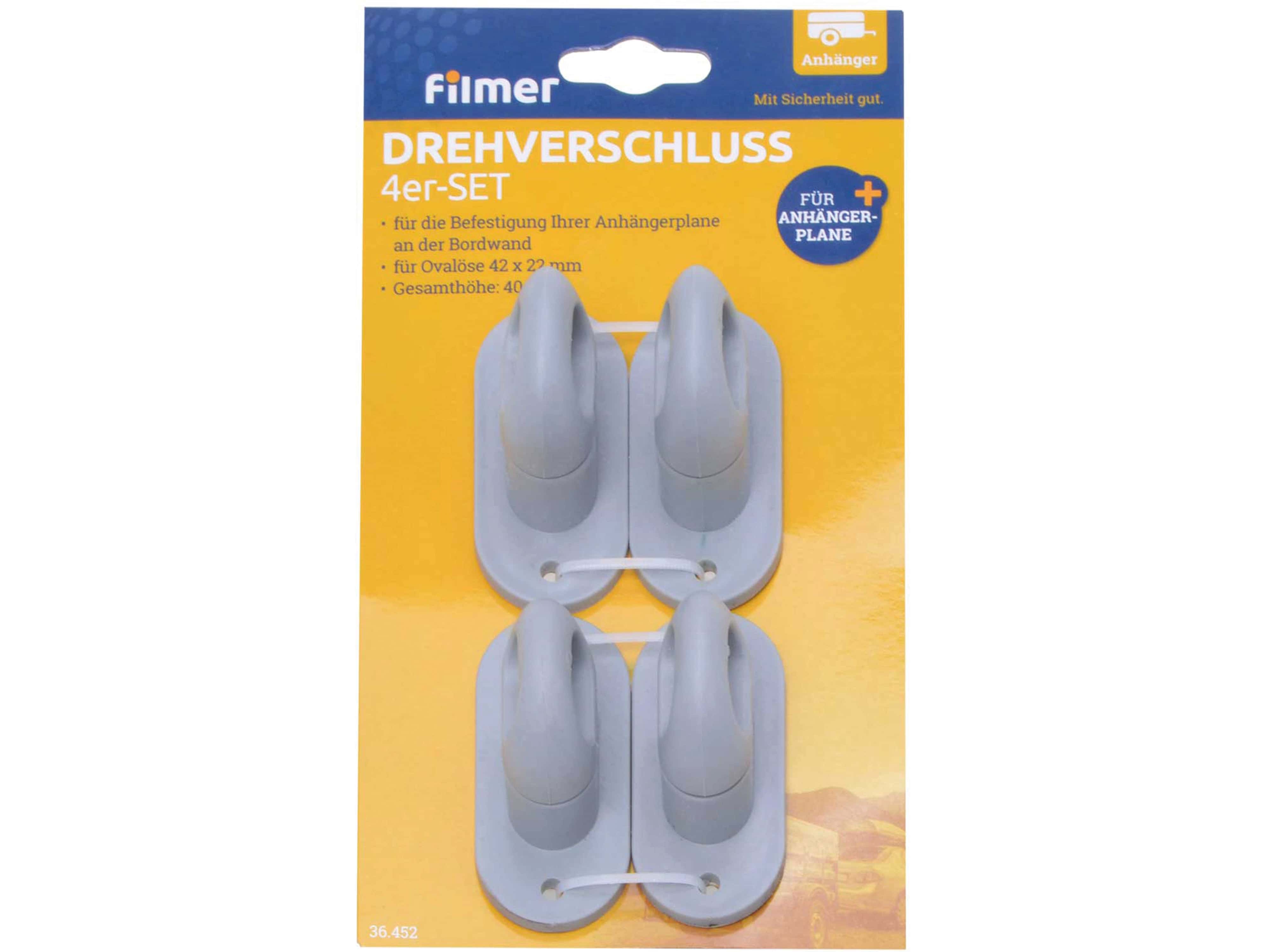 FILMER Drehverschluss für Anhänger 36452, 4 Stück