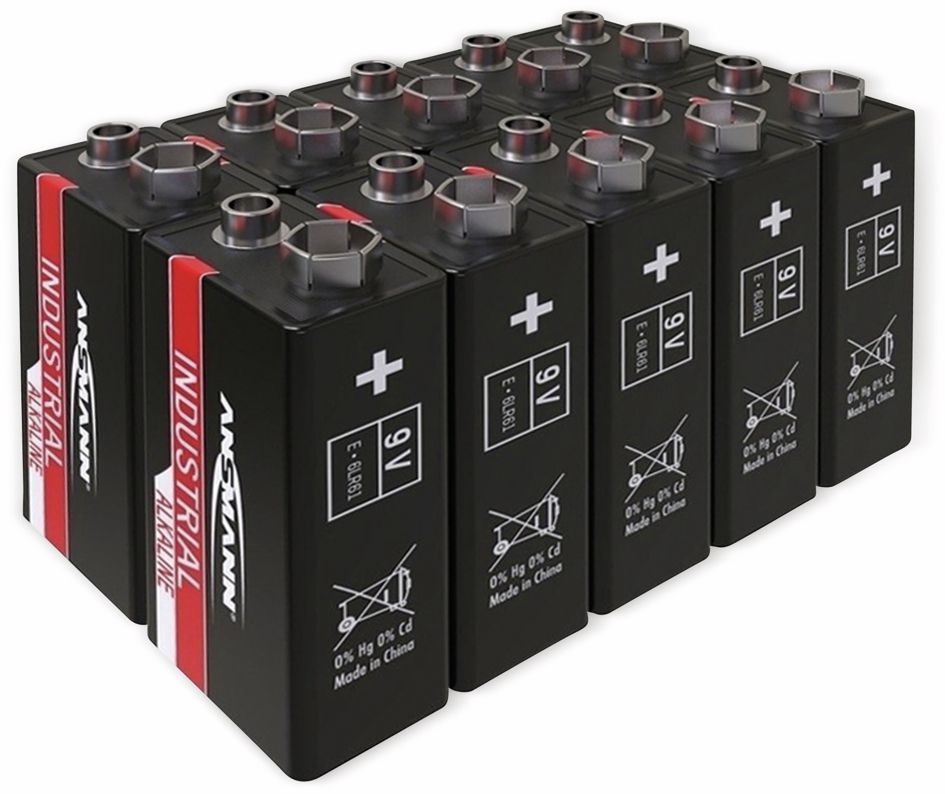 ANSMANN 9V-Blockbatterie, INDUSTRIAL, Alkaline, 10 Stück