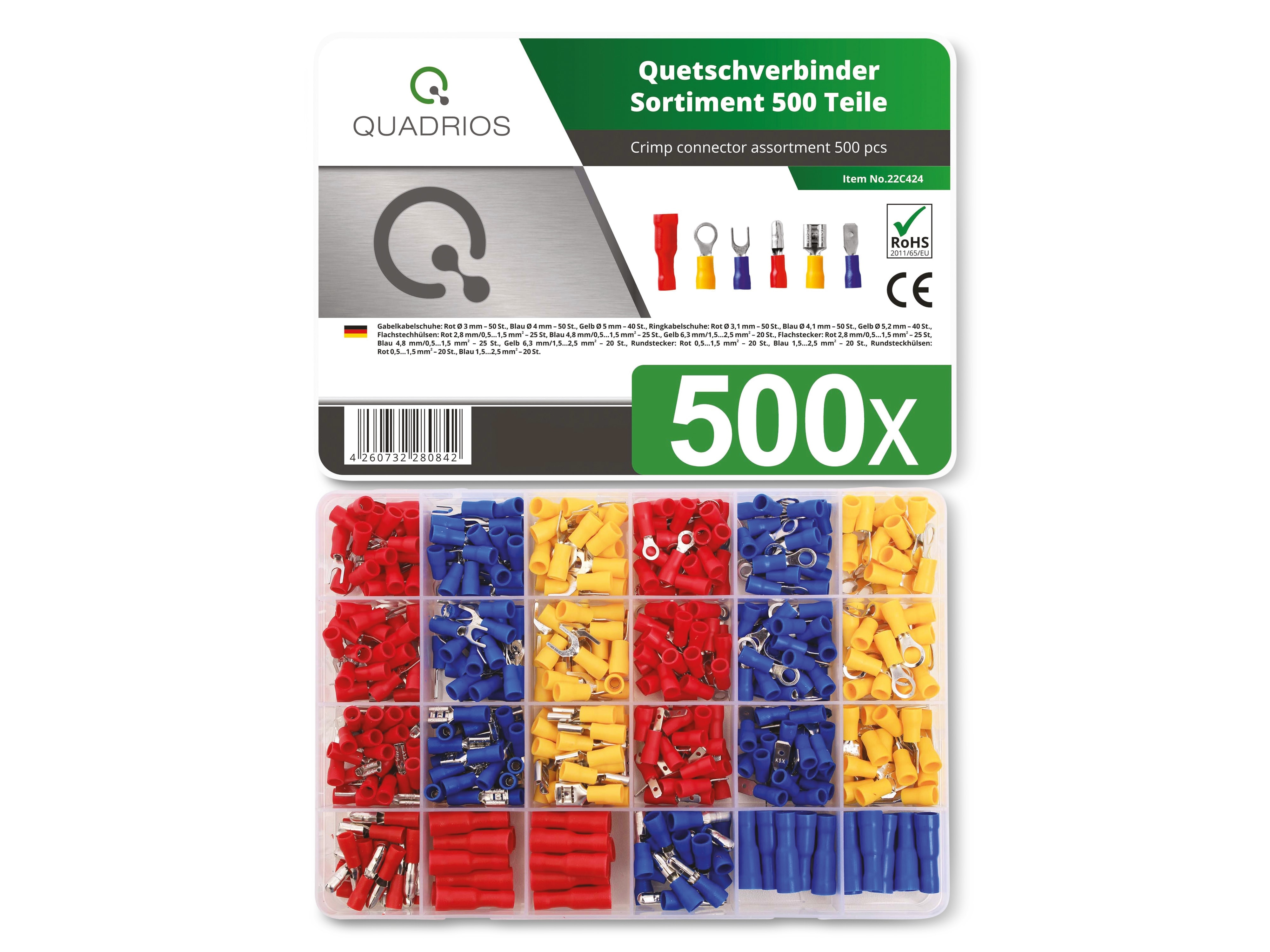 QUADRIOS Quetschverbinder-Sortiment, 22C424, 500St