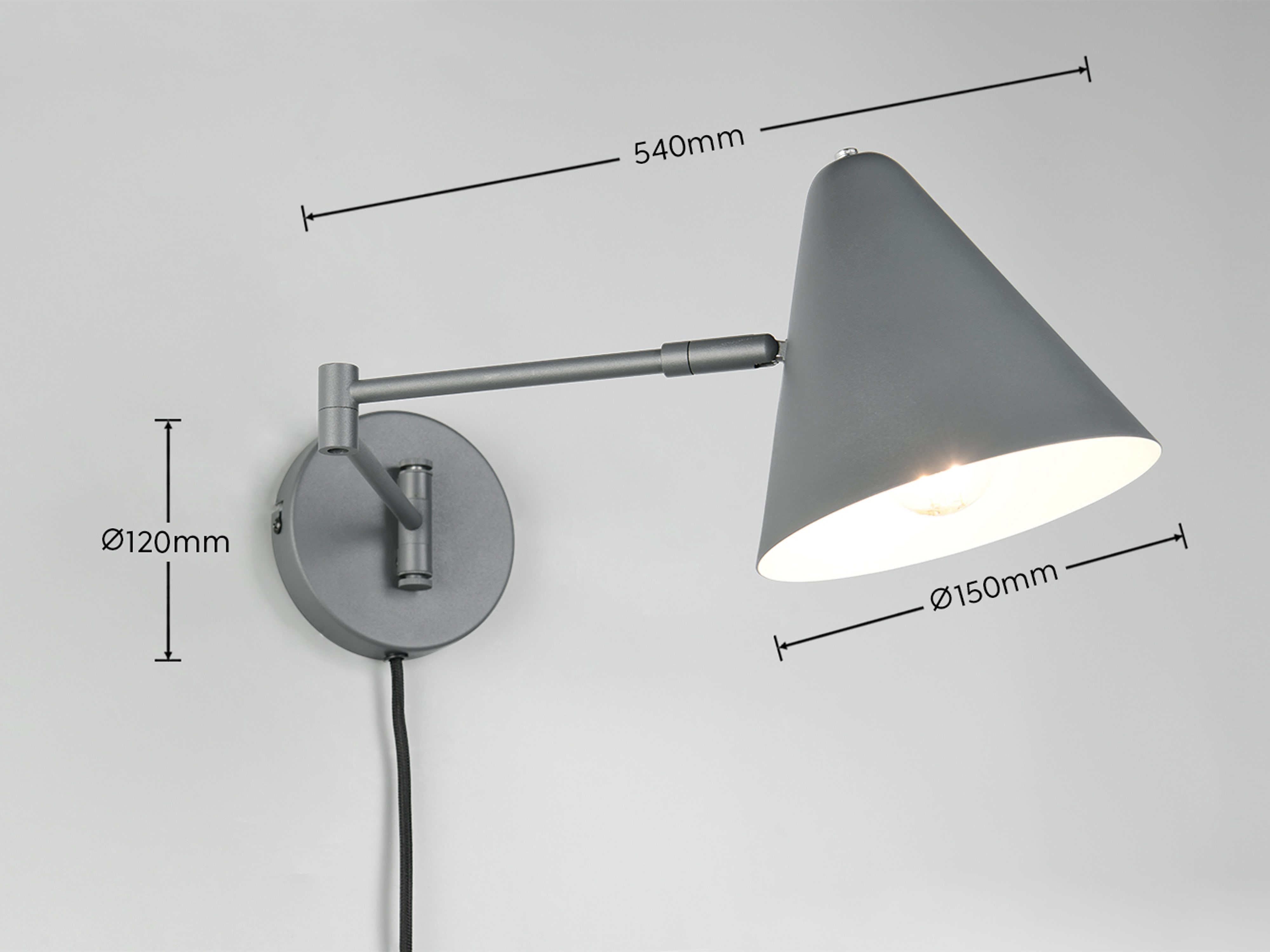 TRIO Wandleuchte Cosima 263970142, E14, ohne LM, IP20, anthrazit