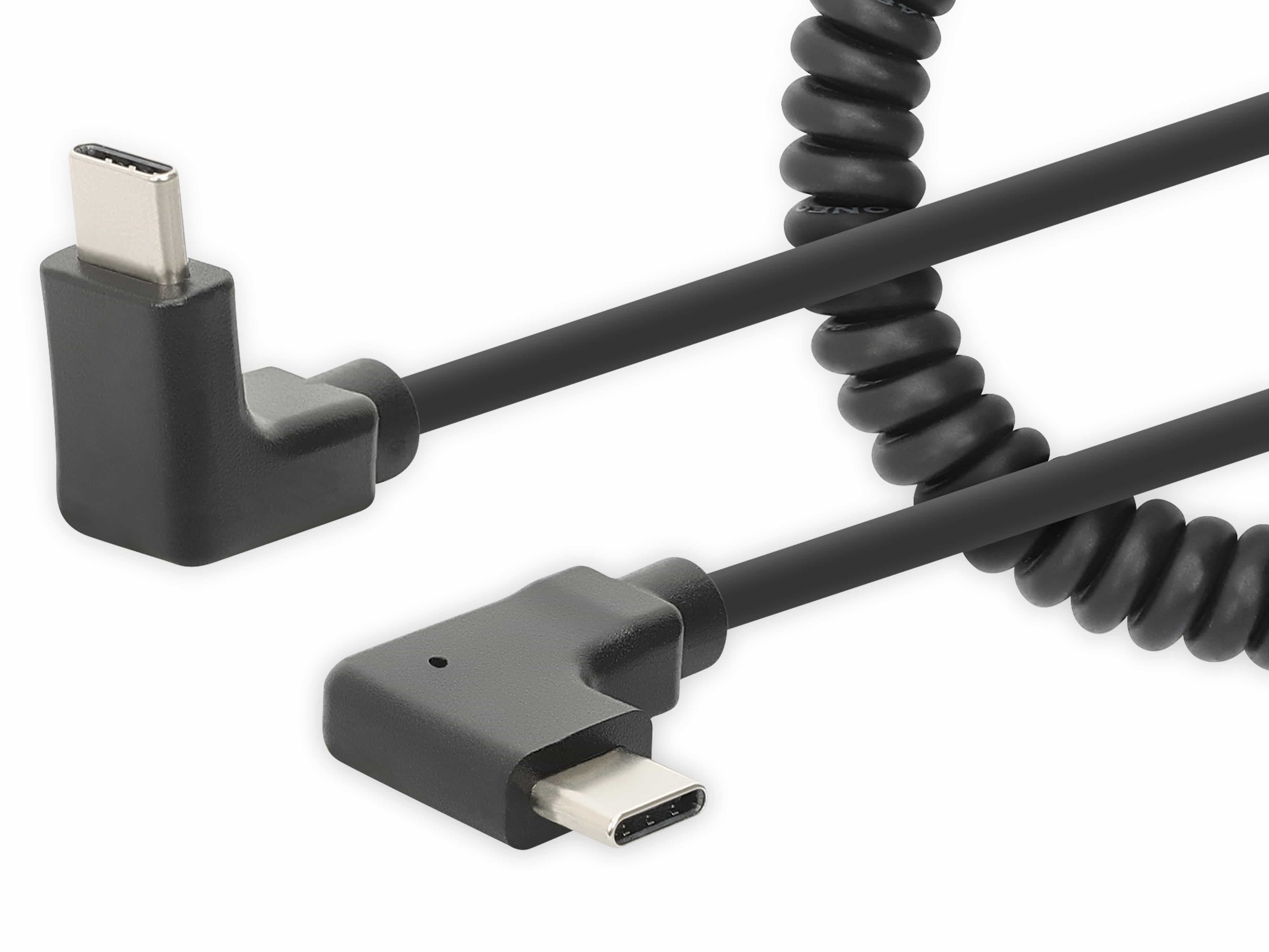 MANHATTAN USB-C auf USB-C Spiralladekabel, 1 m, schwarz