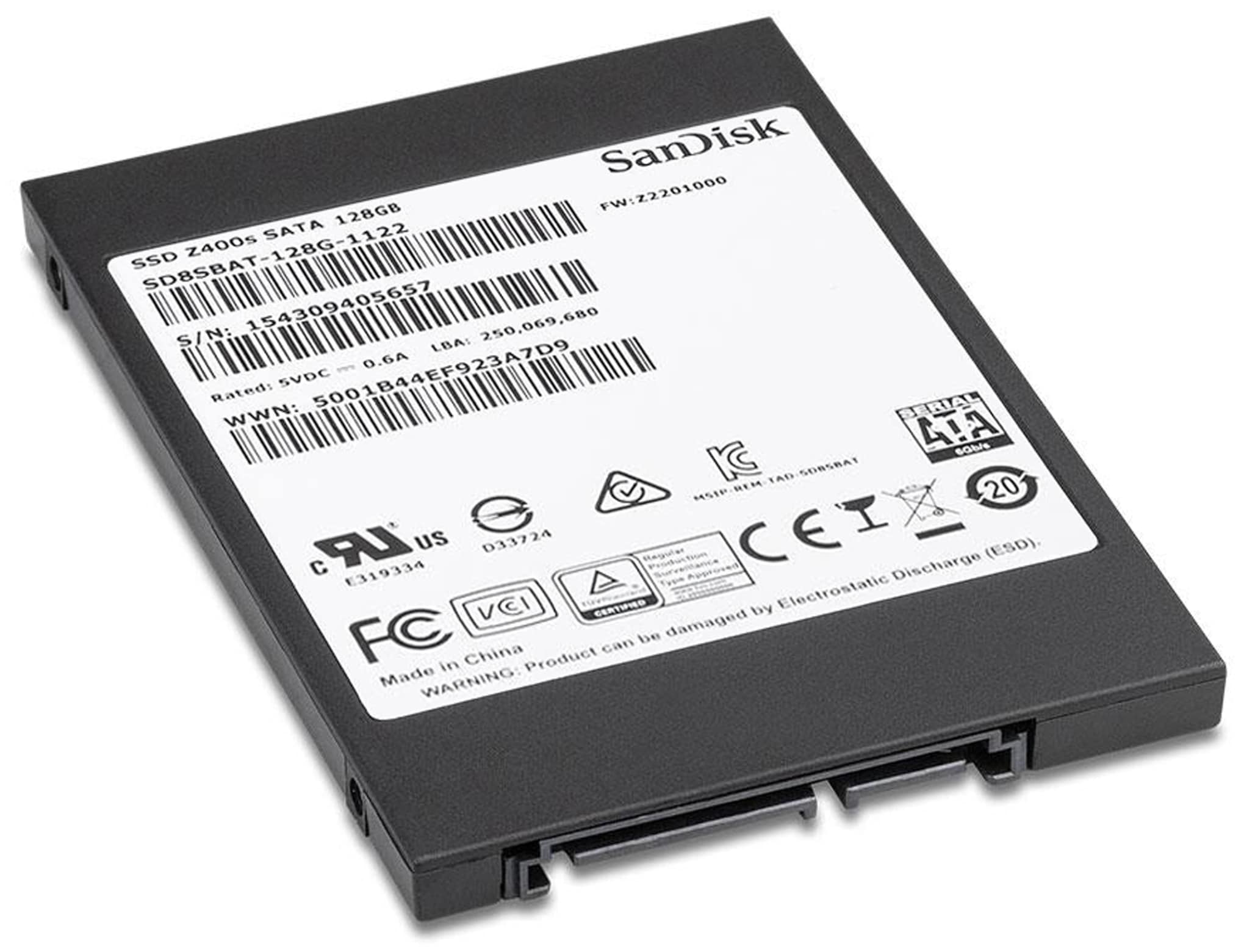 SanDisk SSD Z400s 64 GB, 2,5", gebraucht/pulled