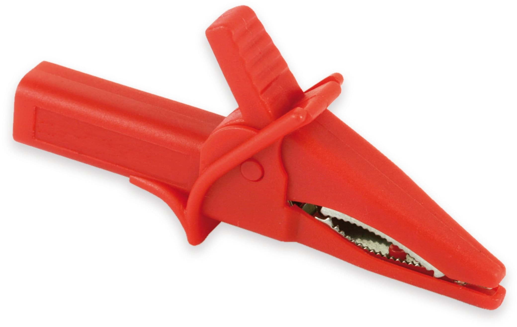 Krokodilklemme, 85 mm, 4 mm Labor-Sicherheitsbuchsen, rot