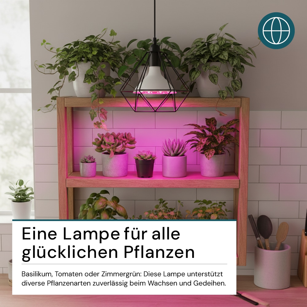 LUXULA LED-Pflanzenlampe, E27, 18W, 1200K, 580lm, warmweiß, IP20