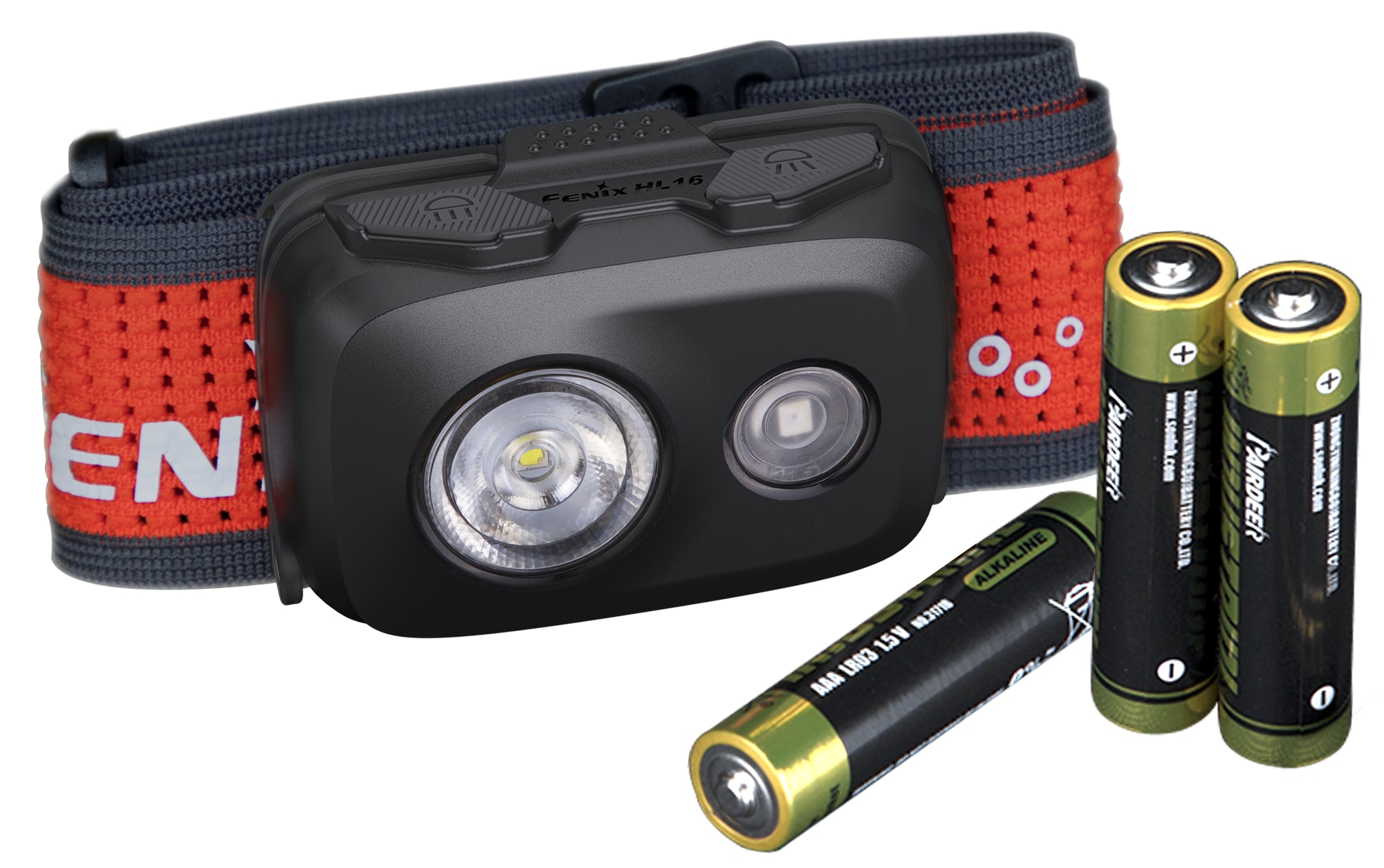 FENIX LED-Stirnlampe HL16, Batteriebetrieb, schwarz-rot