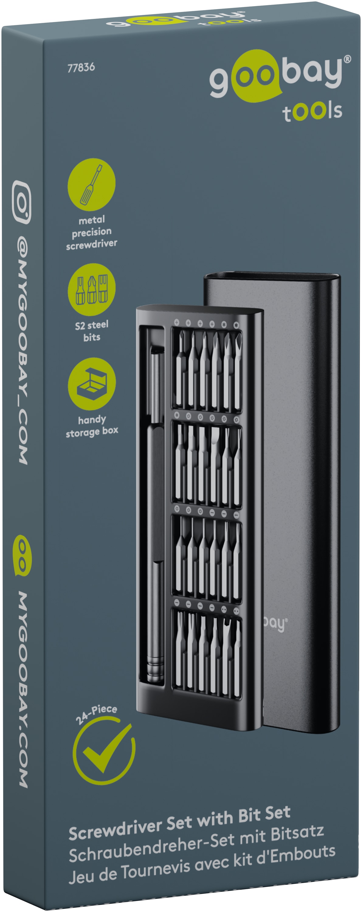 GOOBAY TOOLS Schraubendreher-Set, 77836, mit 24-tlg. Präzisions-Bitsatz