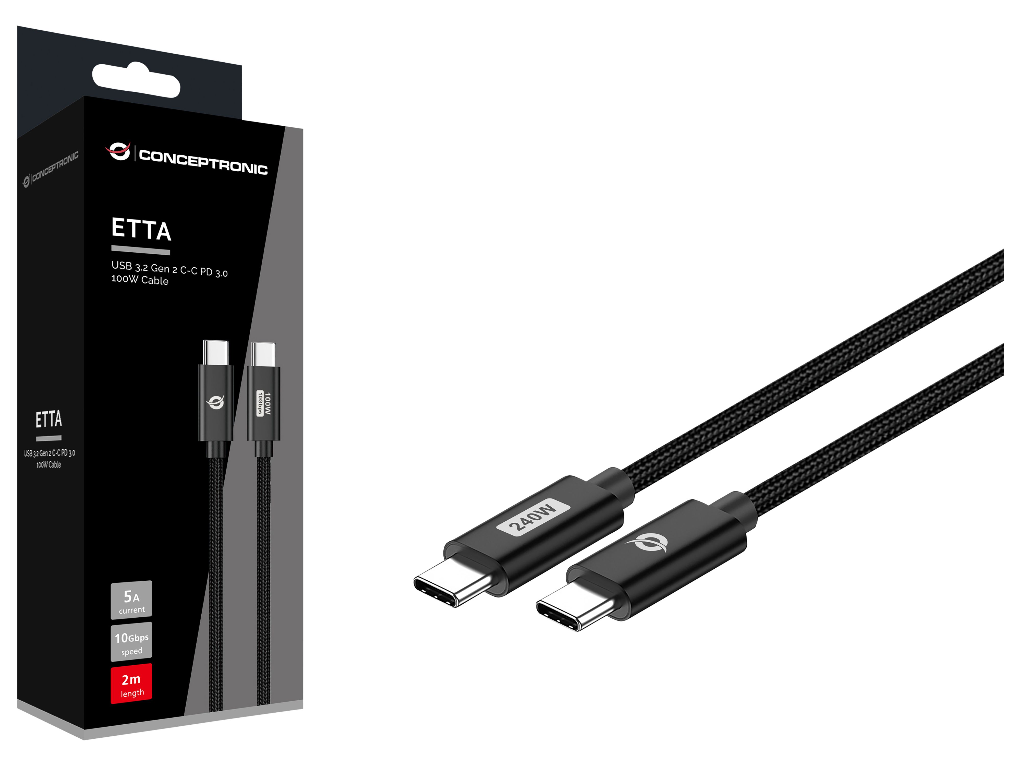 CONCEPTRONIC USB-C Kabel ETTA03B12 240W 1,2m schwarz CONCEPTRONIC USB-C Kabel ETTA03B12 240W 1,2m schwarz