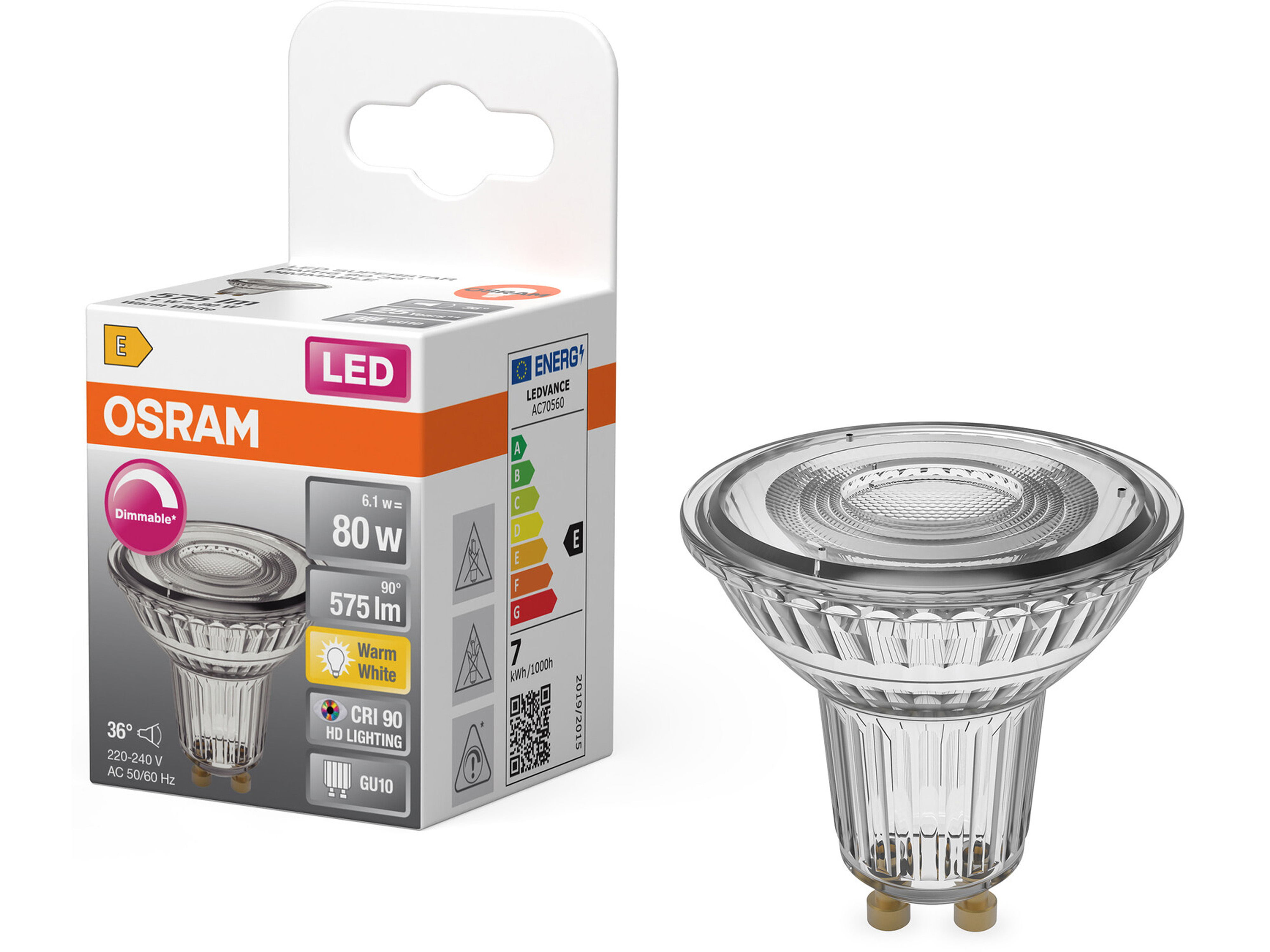OSRAM LED-Lampe SUPERSTAR, dimmbar, E14, 6,1 W, 2700 K, EEK: E, 575 lm, warmweiß