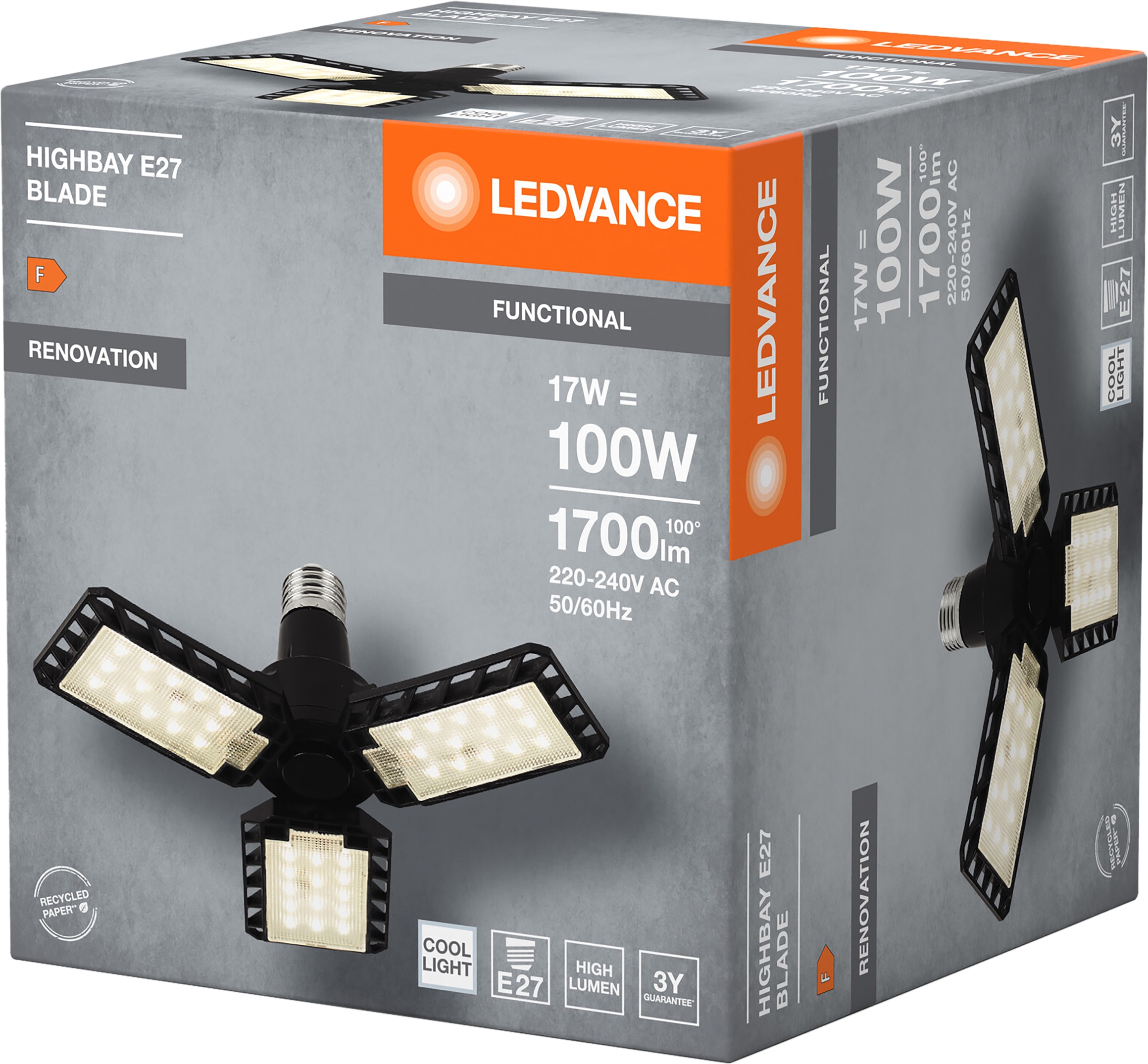 LEDVANCE LED-Deckenlampe Highbay Blade, E27, 17W, 1700 lm, 4000 K LEDVANCE LED-Deckenlampe Highbay Blade, E27, 17W, 1700 lm, 4000 K