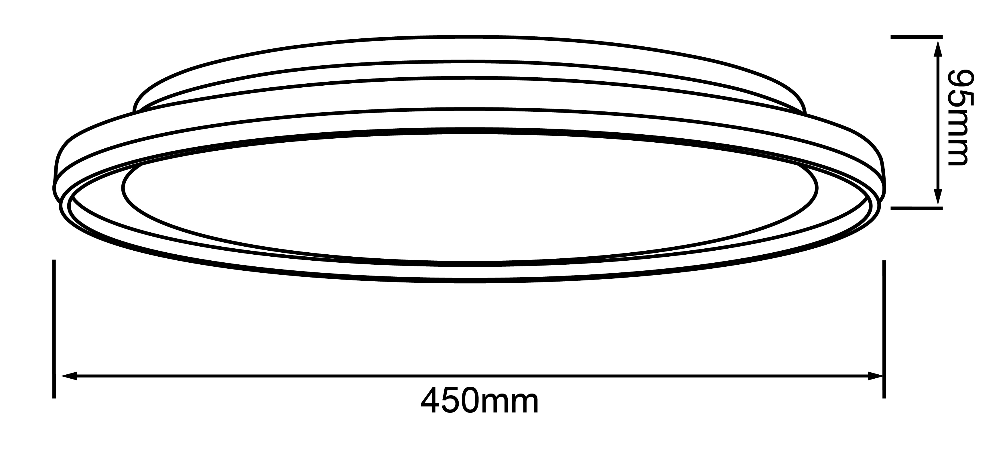 BRILLIANT LED-Deckenleuchte, Ø 45 cm, 22 W, 3000 K, 2300 lm, warmweiß, IP20, schwarz