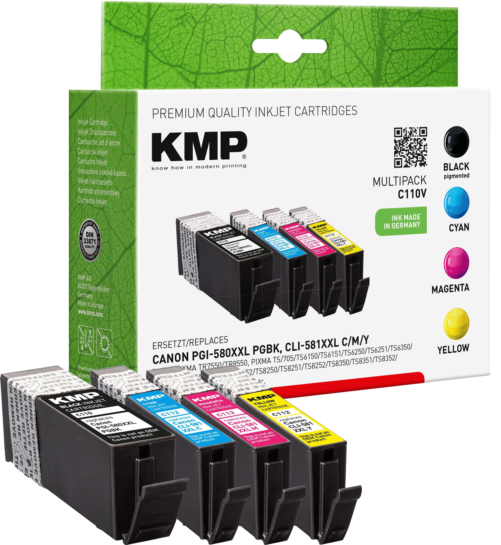 KMP Tintenpatronen Multipack C110V ersetzt Canon PGI-580PGBK/CLI-581