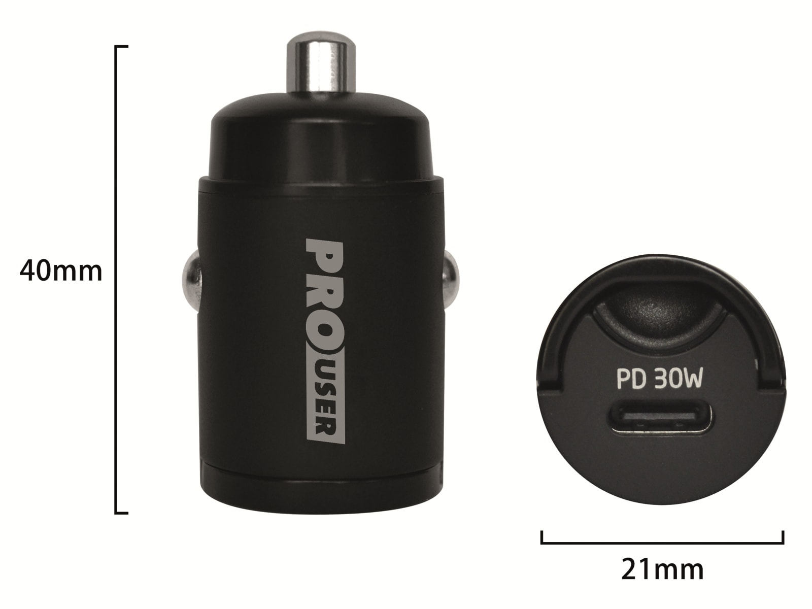 PROUSER Mini KFZ USB-Lader PD2, 30 W, USB-C PROUSER Mini KFZ USB-Lader PD2, 30 W, USB-C