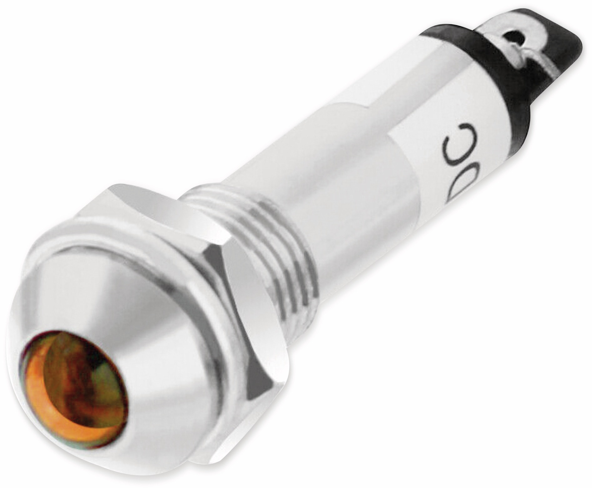 LED-Kontrollleuchte, Signalleuchte 24 V, Gelb, Ø 8mm, Zink, Tiefe 33 mm 
