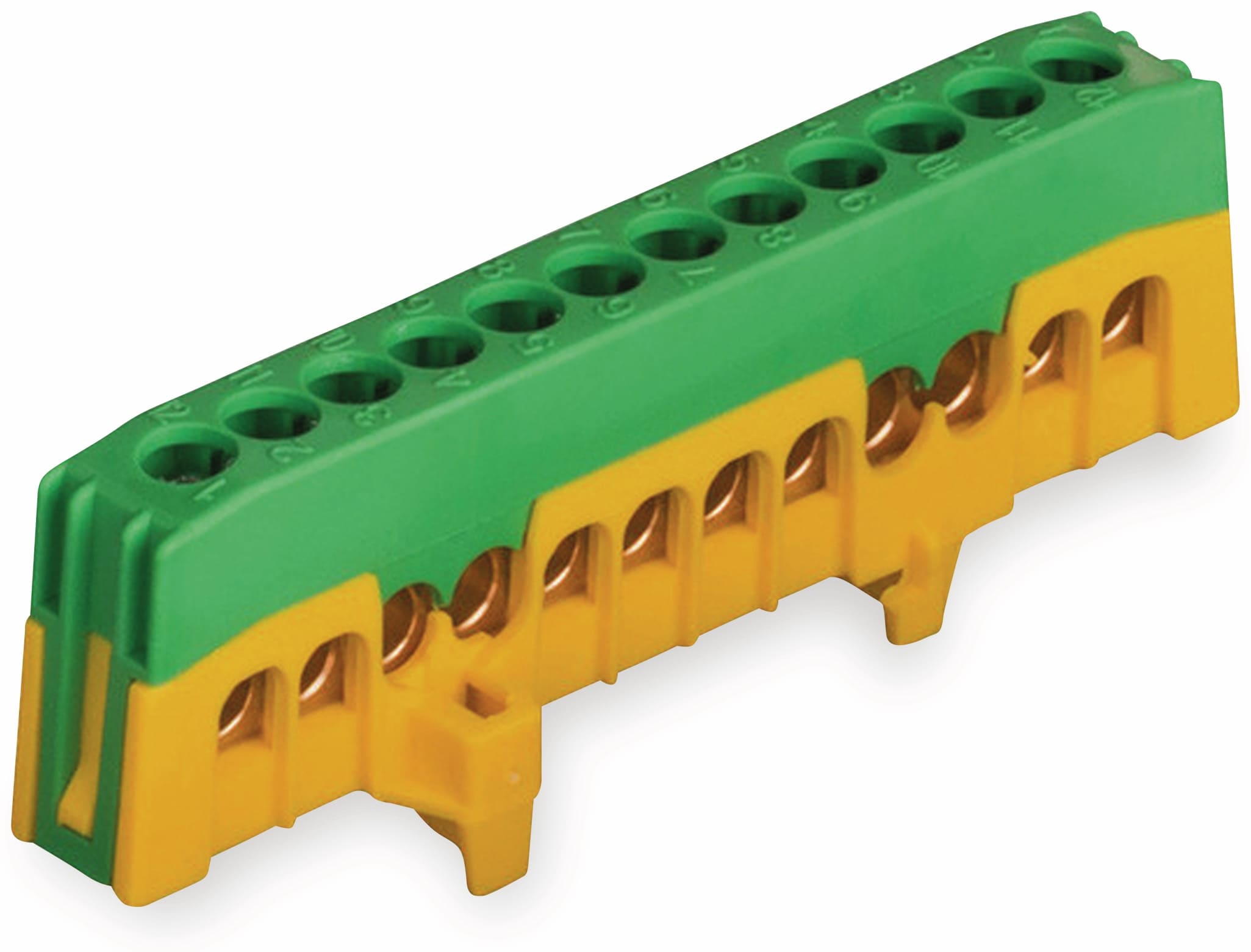 POLLMANN Schutzleiterklemme 12-polig, 16 mm², grün/gelb, für Hutschiene