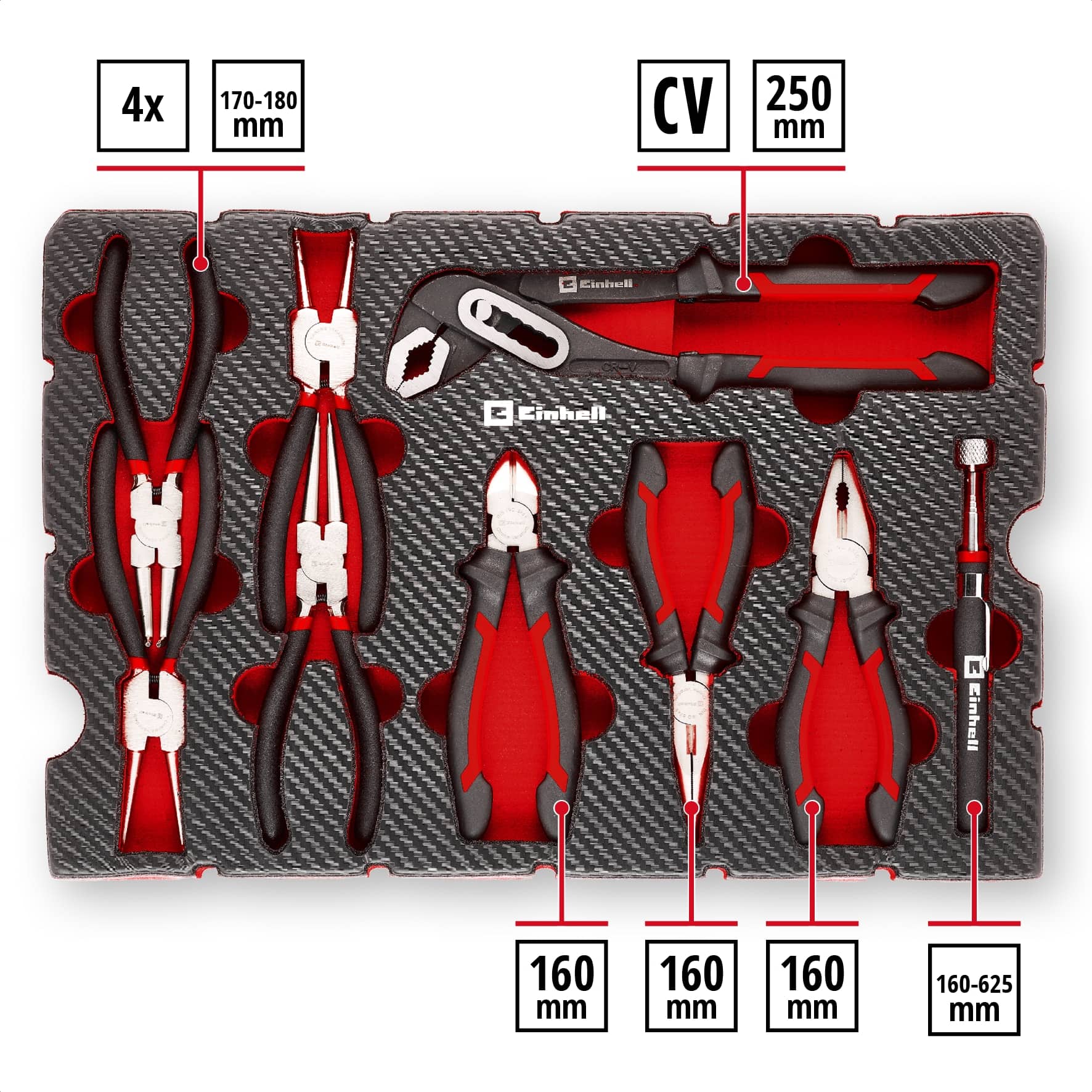 EINHELL E-Case-Einleger Zangen, 370522, 9-teilig EINHELL E-Case-Einleger Zangen, 370522, 9-teilig