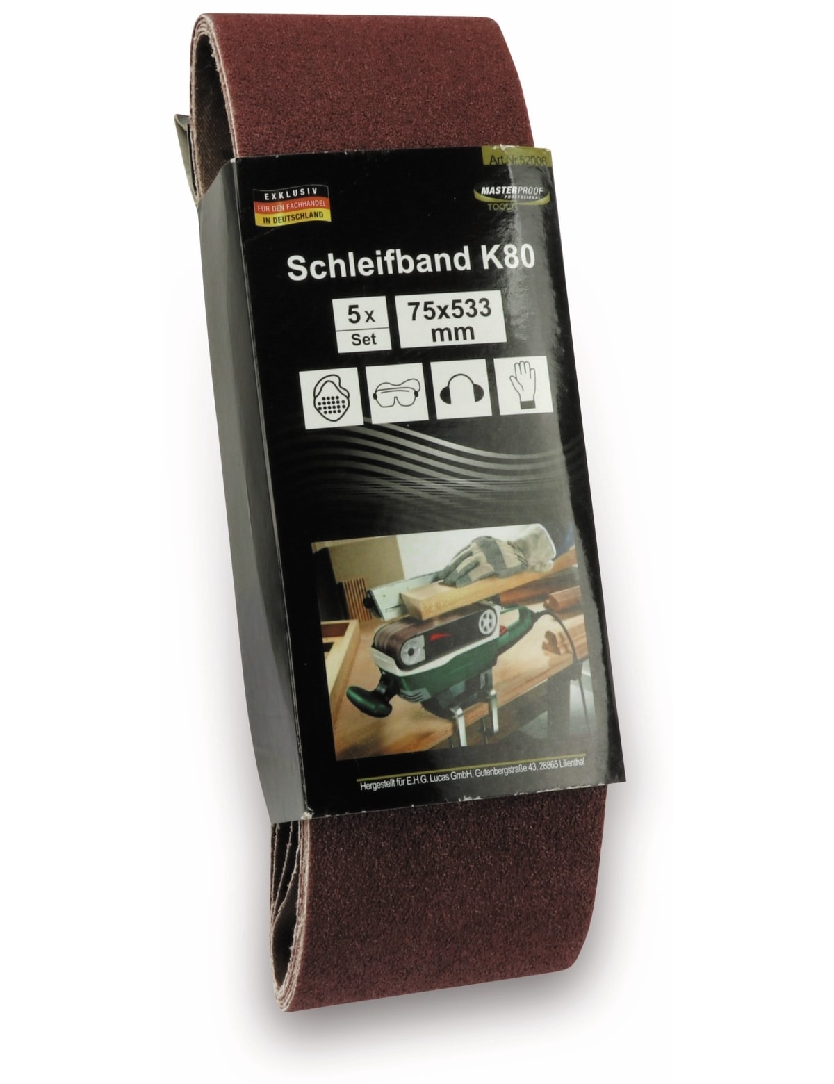 Schleifpapier für Bandschleifer, 5 Stück, K80