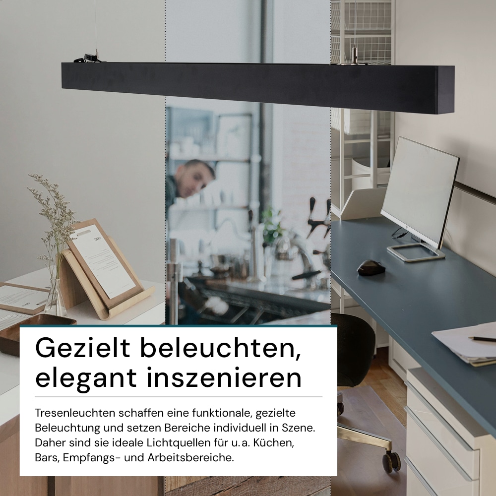 LUXULA LED-Büro-/Tresenleuchte, 30W, 3000/4000/6500K, EEK: E, 3600lm, IP20, schwarz