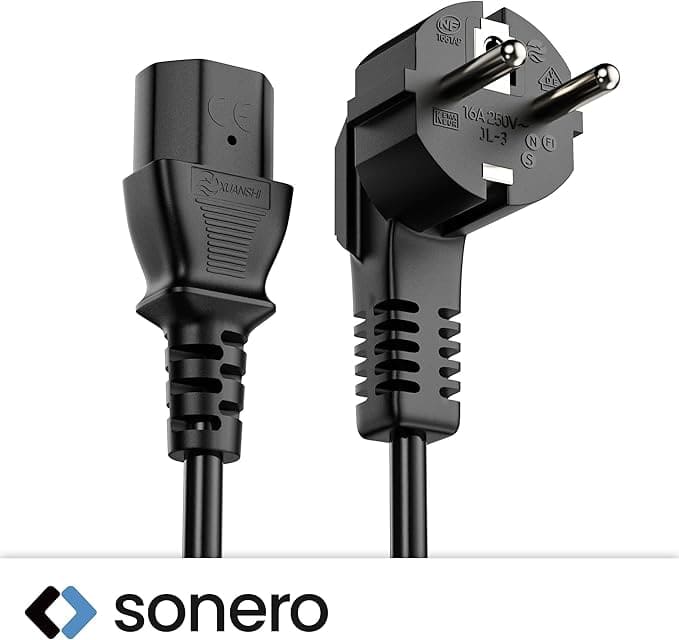 SONERO Netzkabel Schutzkontaktstecker, X-SKW-C13G-030B, 90°, schwarz, 3m SONERO Netzkabel Schutzkontaktstecker, X-SKW-C13G-030B, 90°, schwarz, 3m