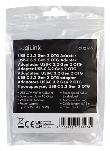 LOGILINK USB-C-Adapter CU0100 C/M zu USB-A/F OTG 0,2m LOGILINK USB-C-Adapter CU0100 C/M zu USB-A/F OTG 0,2m