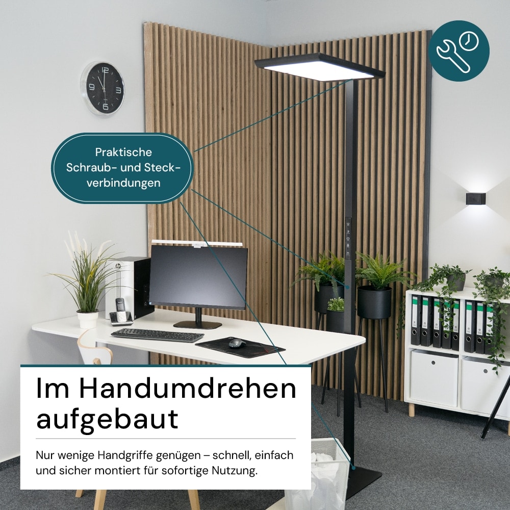 LUXULA LED-Büro-Stehleuchte, Up/Down, 100W, 4000K, EEK: F, 7000lm, IP20, dimmbar, schwarz