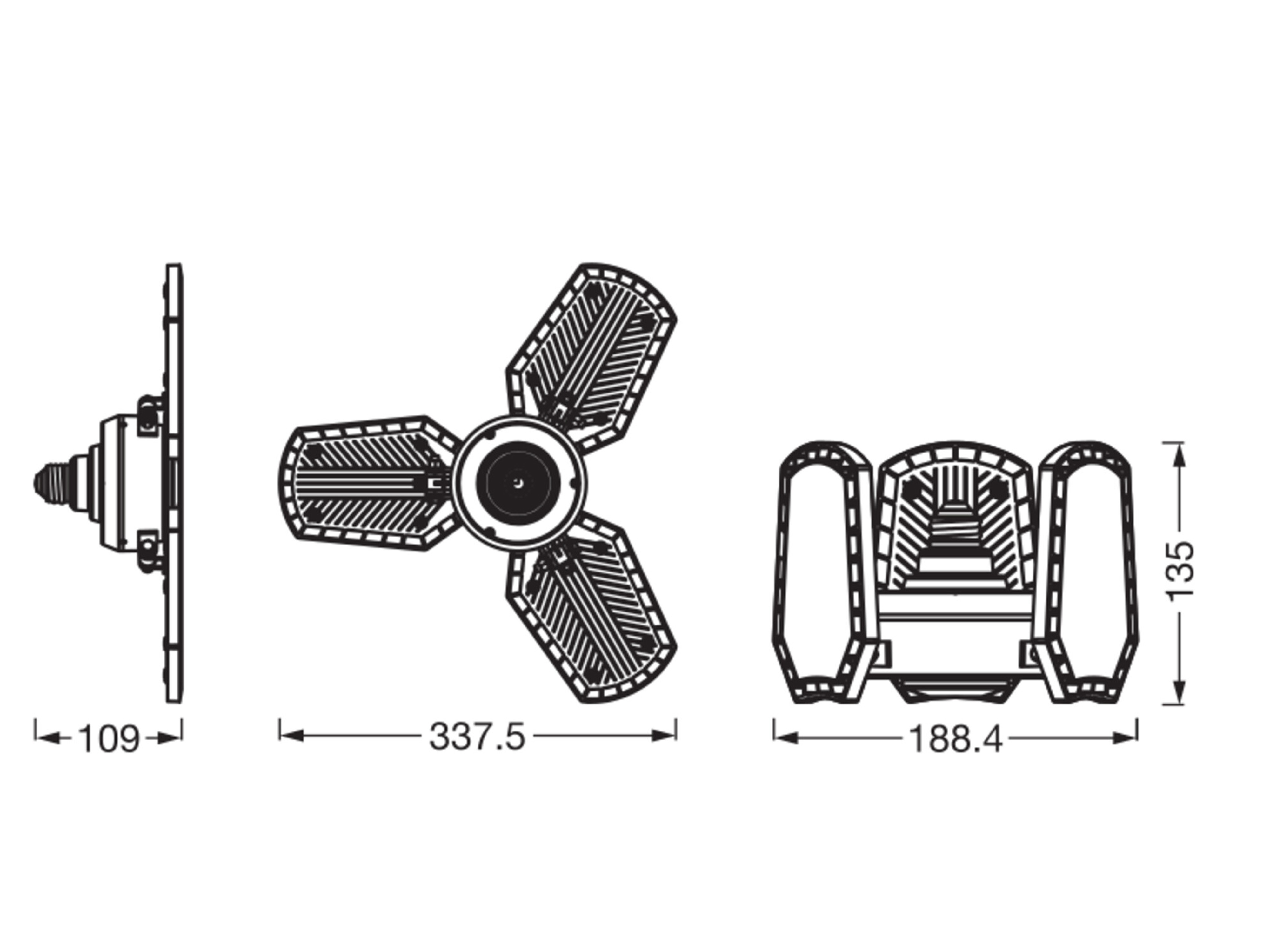 OSRAM LED-Deckenleuchte, E27, 60W, 4000K, EEK: F, 6500lm, IP20, schwarz