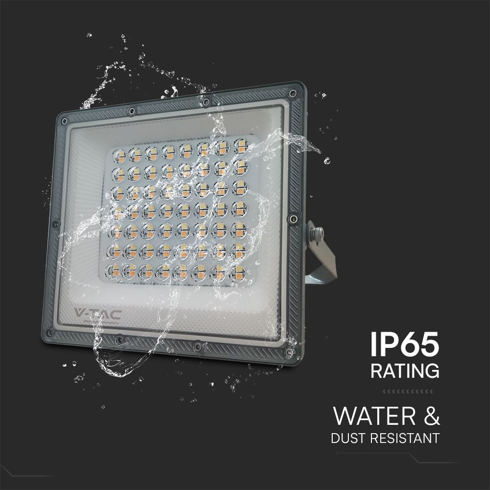 V-TAC LED-Fluter, VT-44050, EEK: F, 50 W, 5000 lm, CCT, IP65, grau