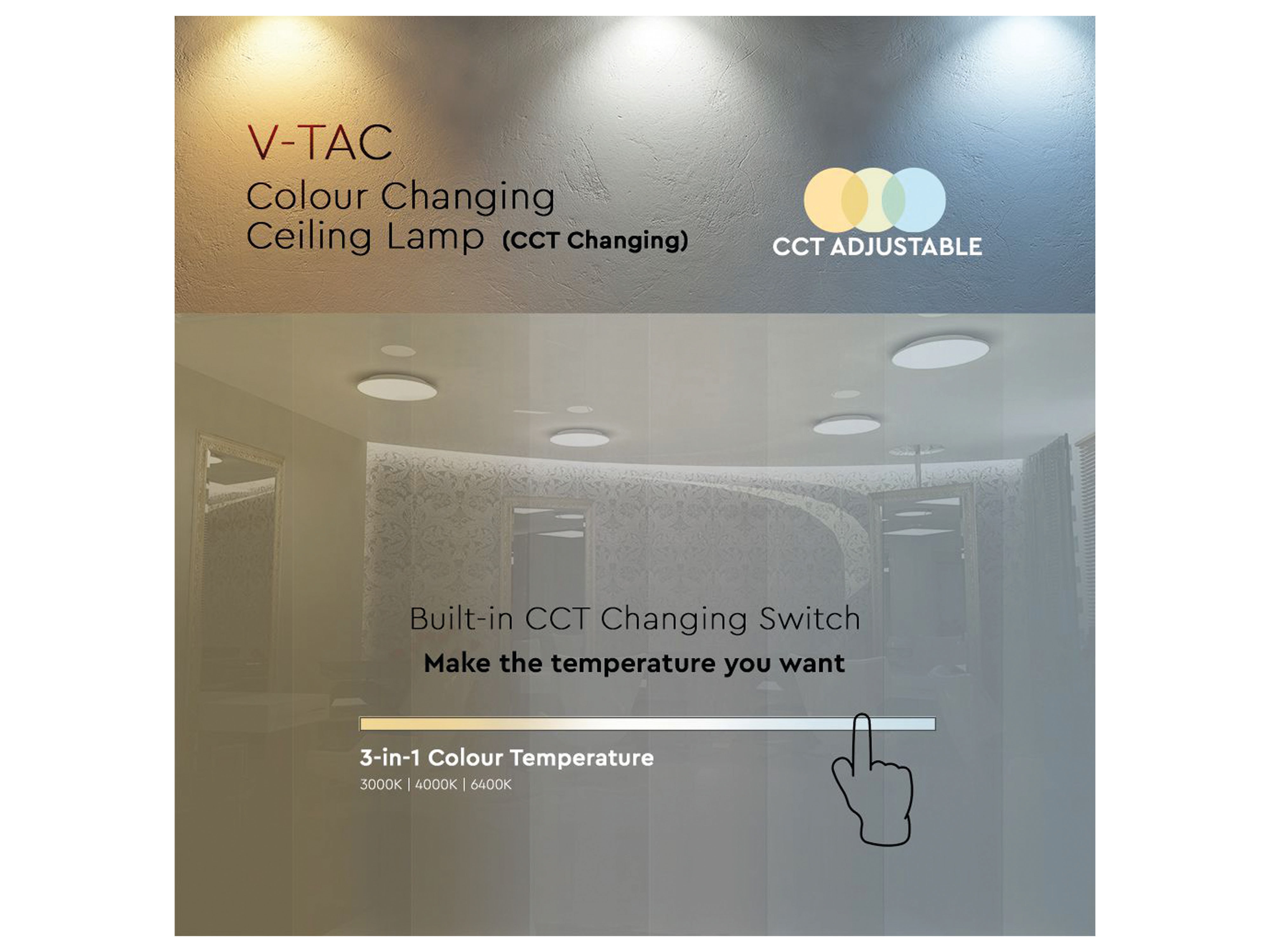 V-TAC LED-Deckenleuchte VT-8418, Kuppel, 310mm, 18W, TW