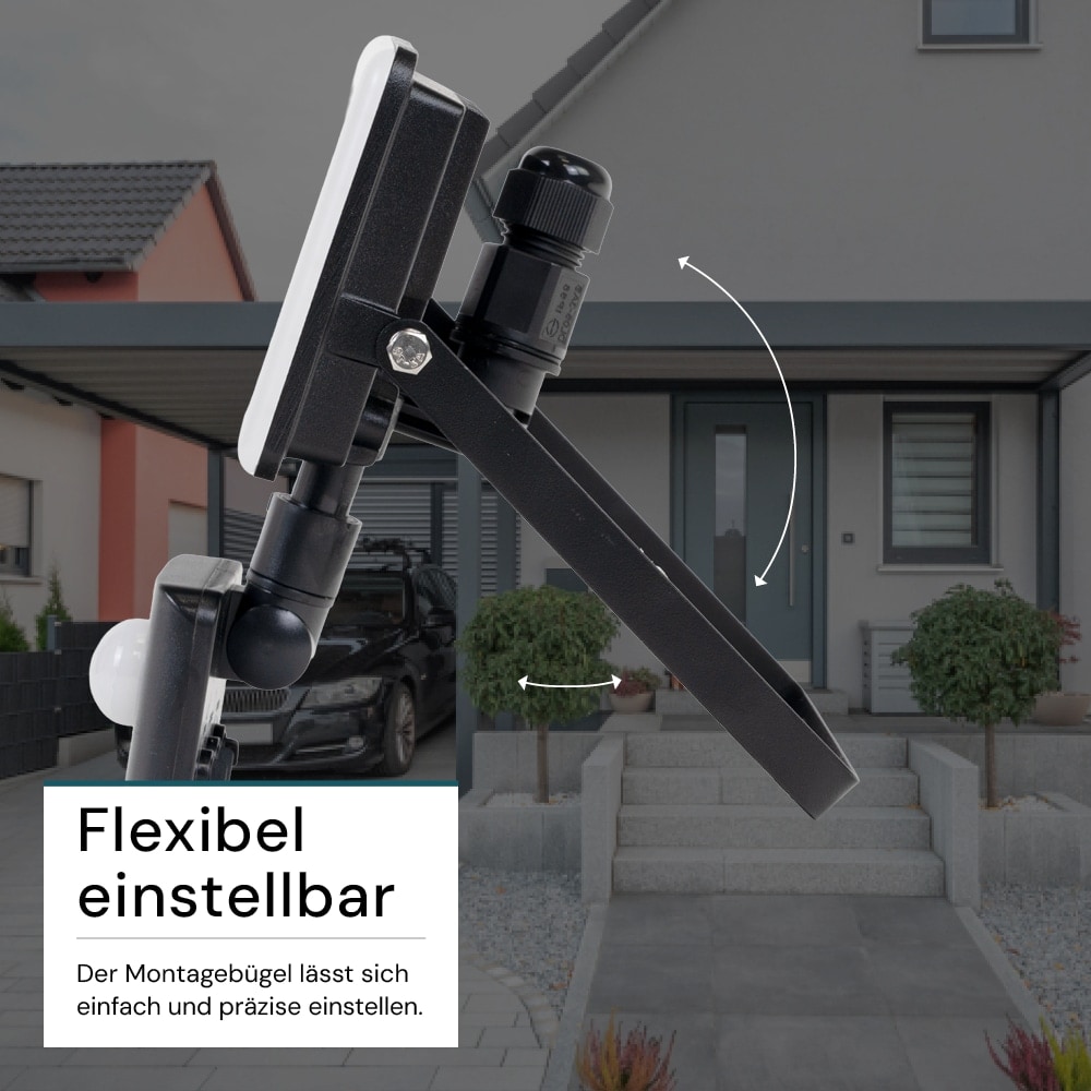 LUXULA LED-Fluter mit Bewegungsmelder, EEK: F, 30W, 3000lm, 4000K, schwarz