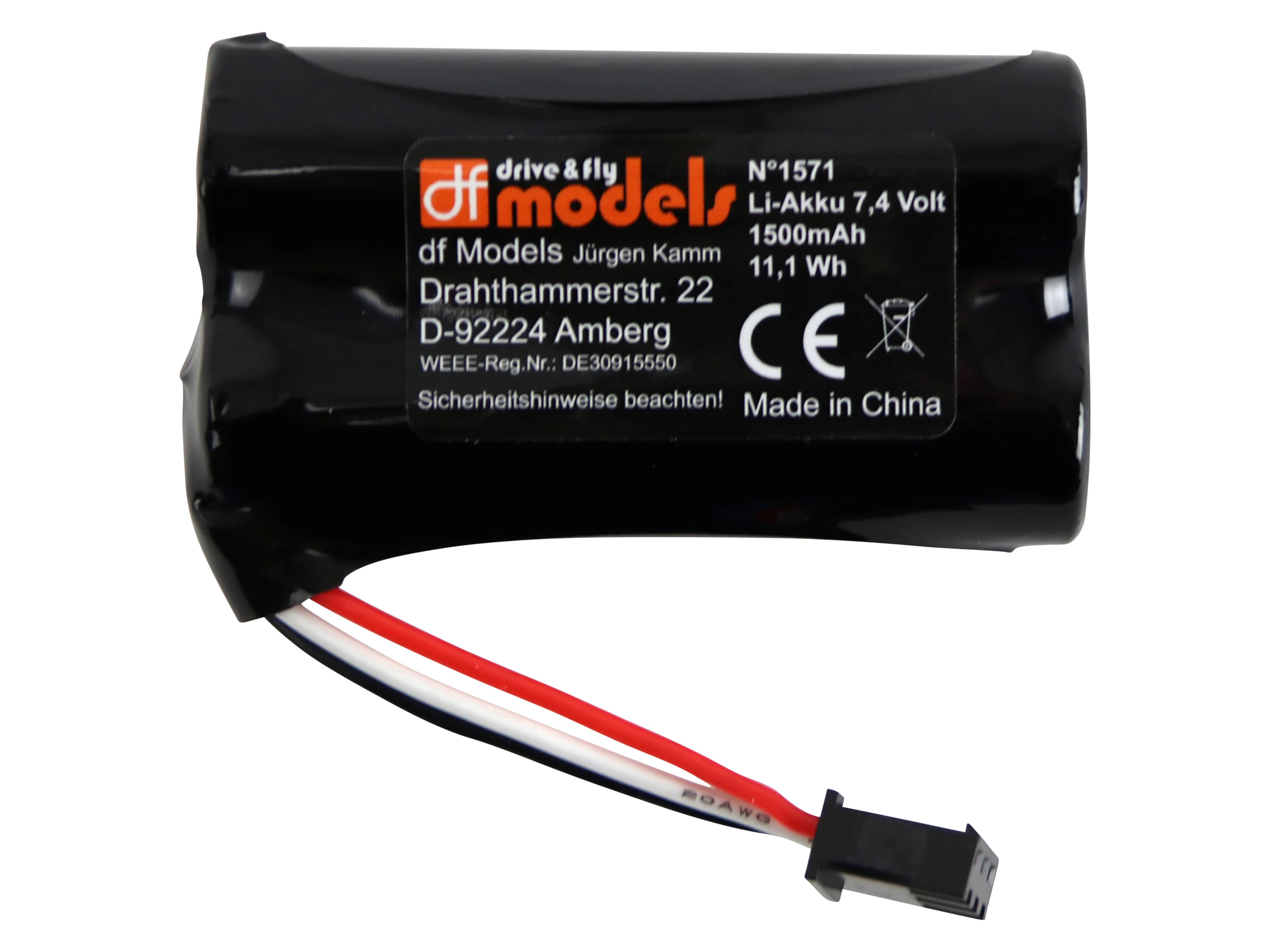 DF MODELS Li-Ion Akku für "TurbineX", 7,4 V, 1500 mAh, 11,1 Wh