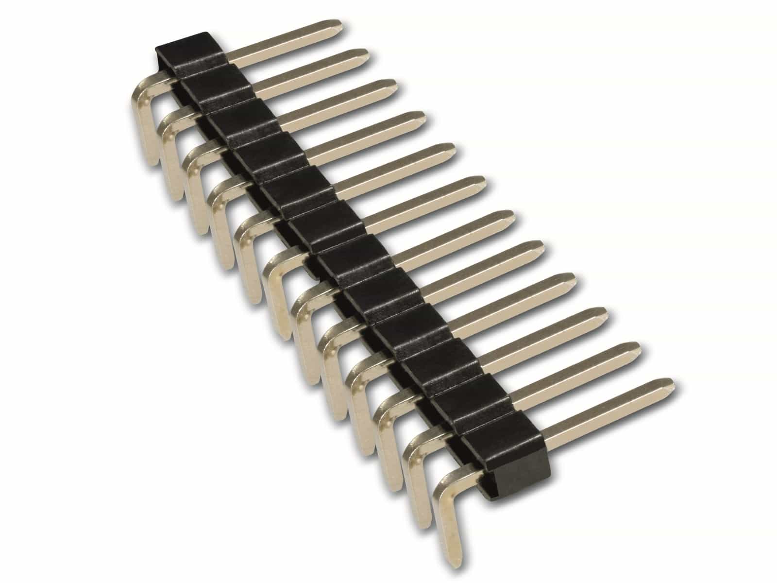 Stiftleiste, abgewinkelt, vergoldet, 1x 10-polig, 10 Stück Stiftleiste, abgewinkelt, vergoldet, 1x 10-polig, 10 Stück