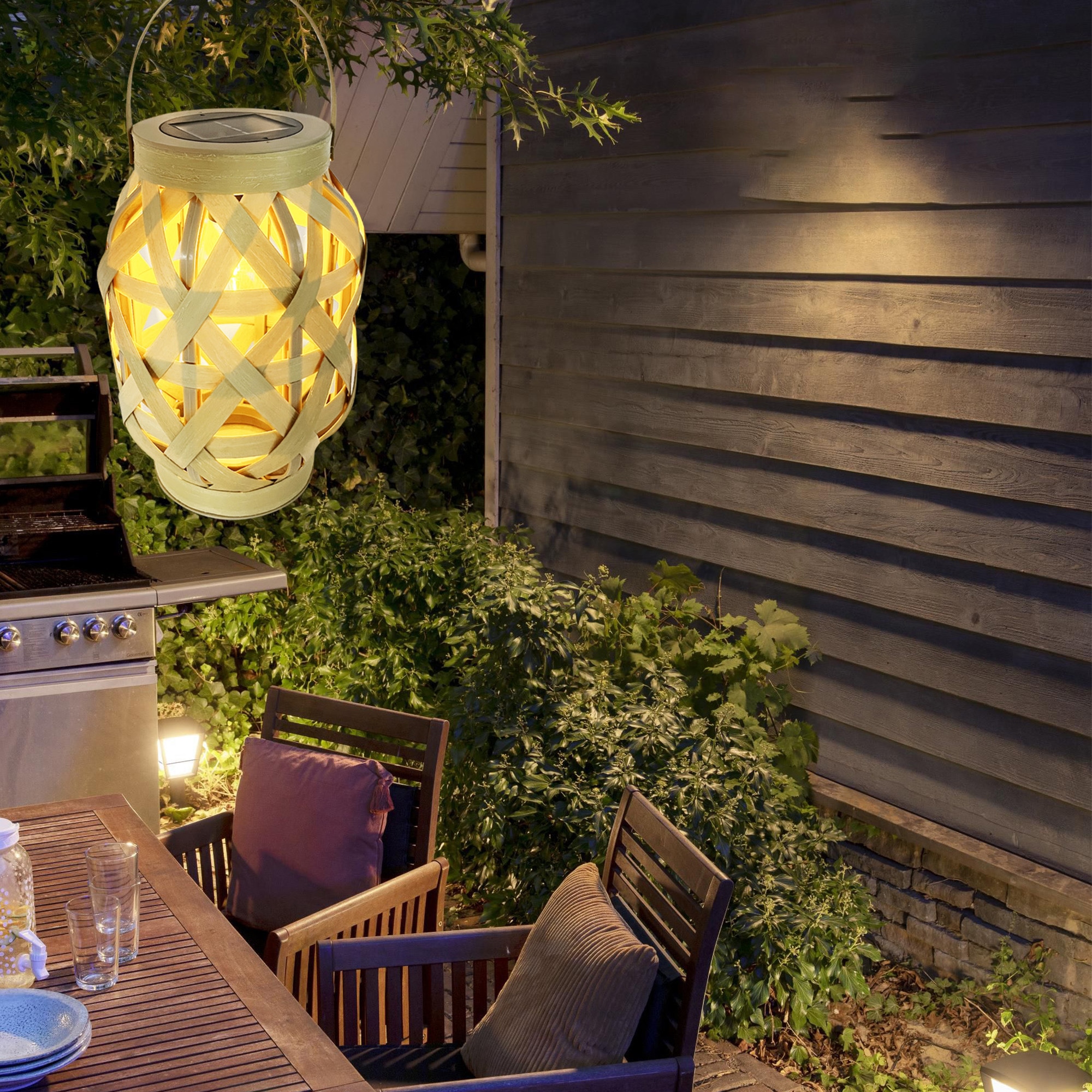SOLAR LEUCHTEN Solar LED-Akku-Rattanleuchte SSolar, 2700 K