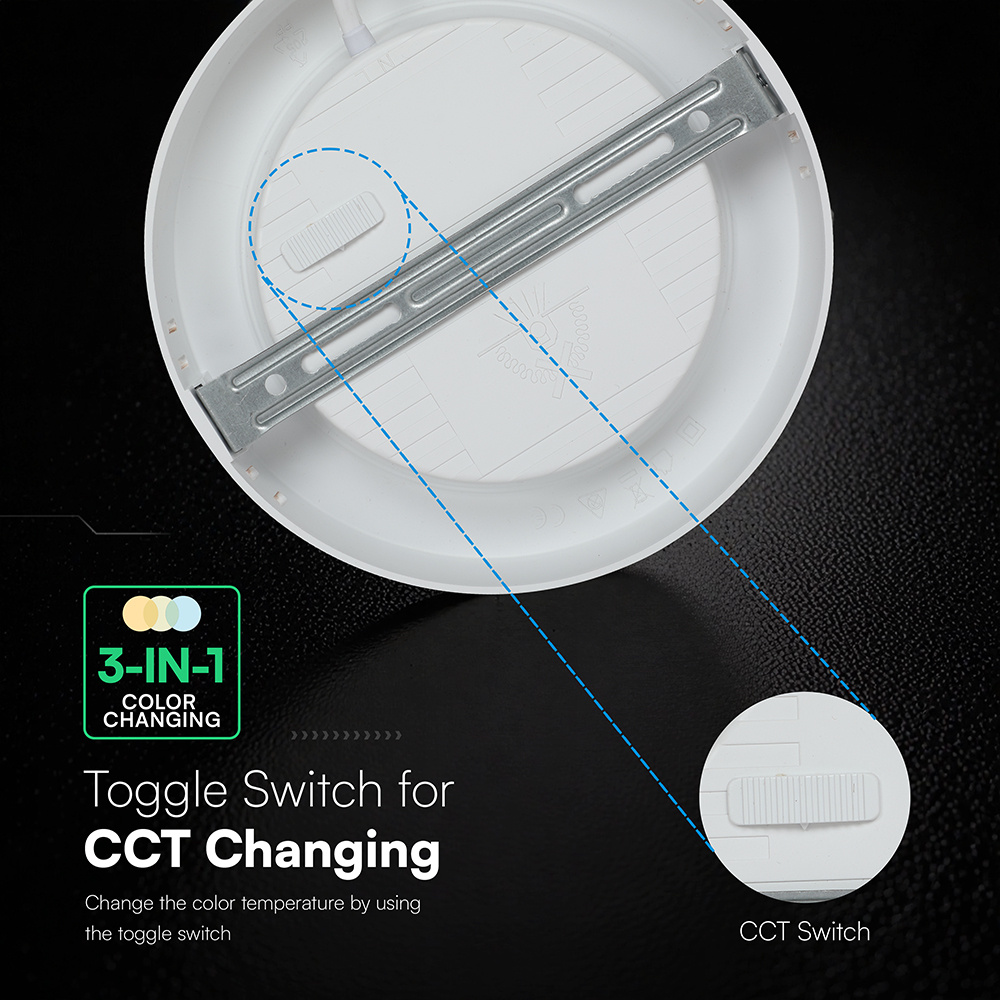 V-TAC LED-Deckenleuchte VT-78736, EEK: E, 12W, 1320lm, 3000K/4000K/6500K