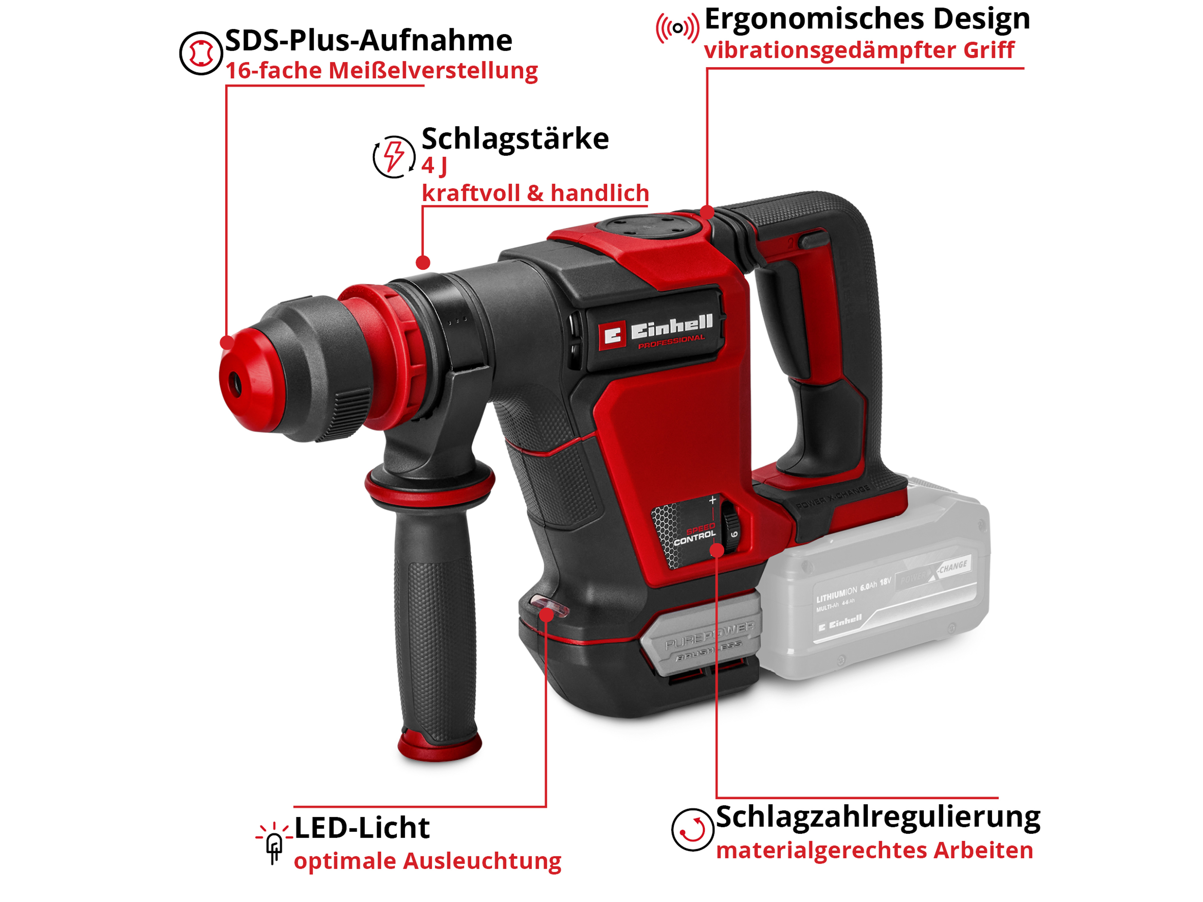 EINHELL PROFESSIONAL Akku-Abbruchhammer TP-DH 18/4 Li BL Kit (1x 4,0 Ah) EINHELL PROFESSIONAL Akku-Abbruchhammer TP-DH 18/4 Li BL Kit (1x 4,0 Ah)