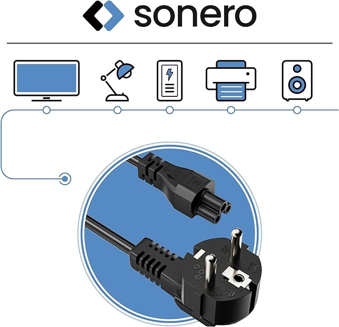 SONERO Netzkabel Schutzkontaktstecker, X-SKW-C5G-020B, 90°, schwarz, 2m SONERO Netzkabel Schutzkontaktstecker, X-SKW-C5G-020B, 90°, schwarz, 2m