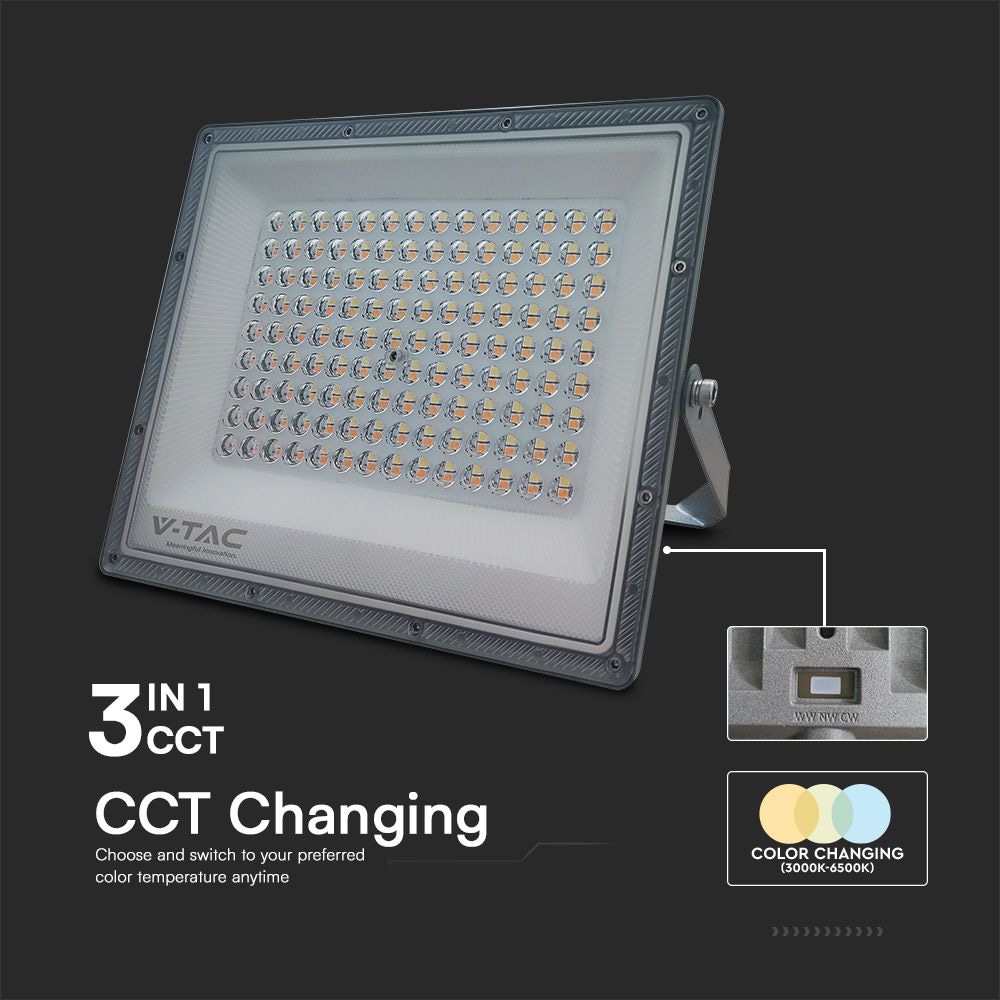 V-TAC LED-Fluter, VT-44050, EEK: F, 100 W, 8150 lm, CCT, IP65, grau