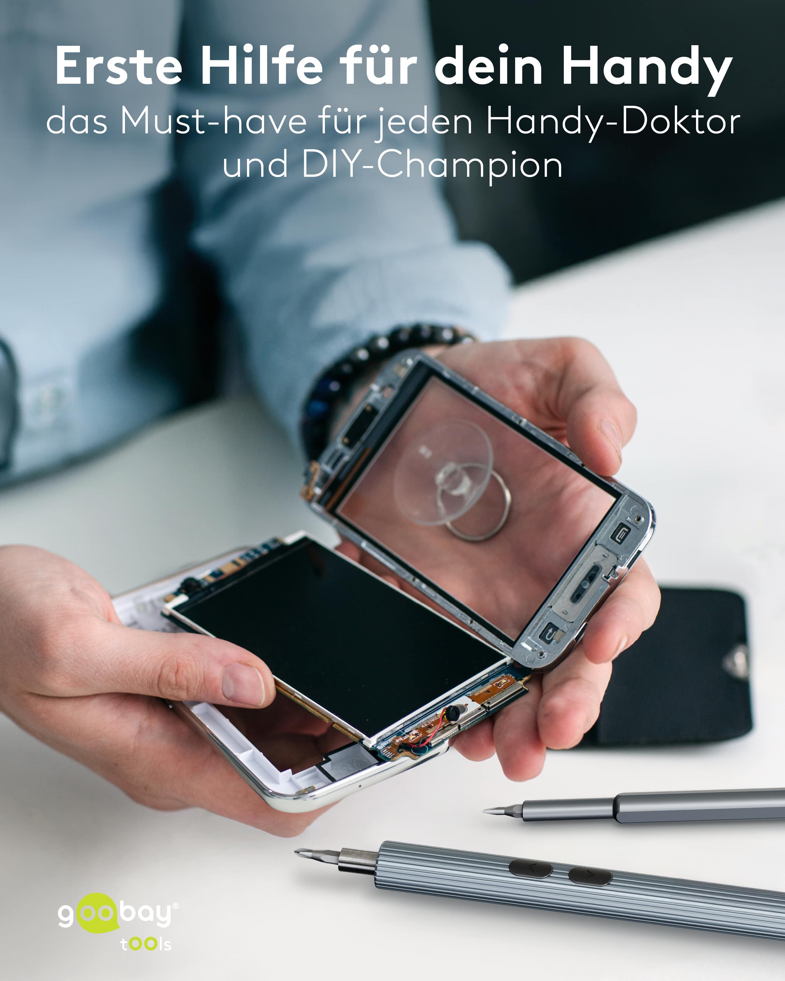 GOOBAY TOOLS 58in1 Elektrischer Schraubendreher, 77839, mit 50-tlg. Präzisions-Bitsatz