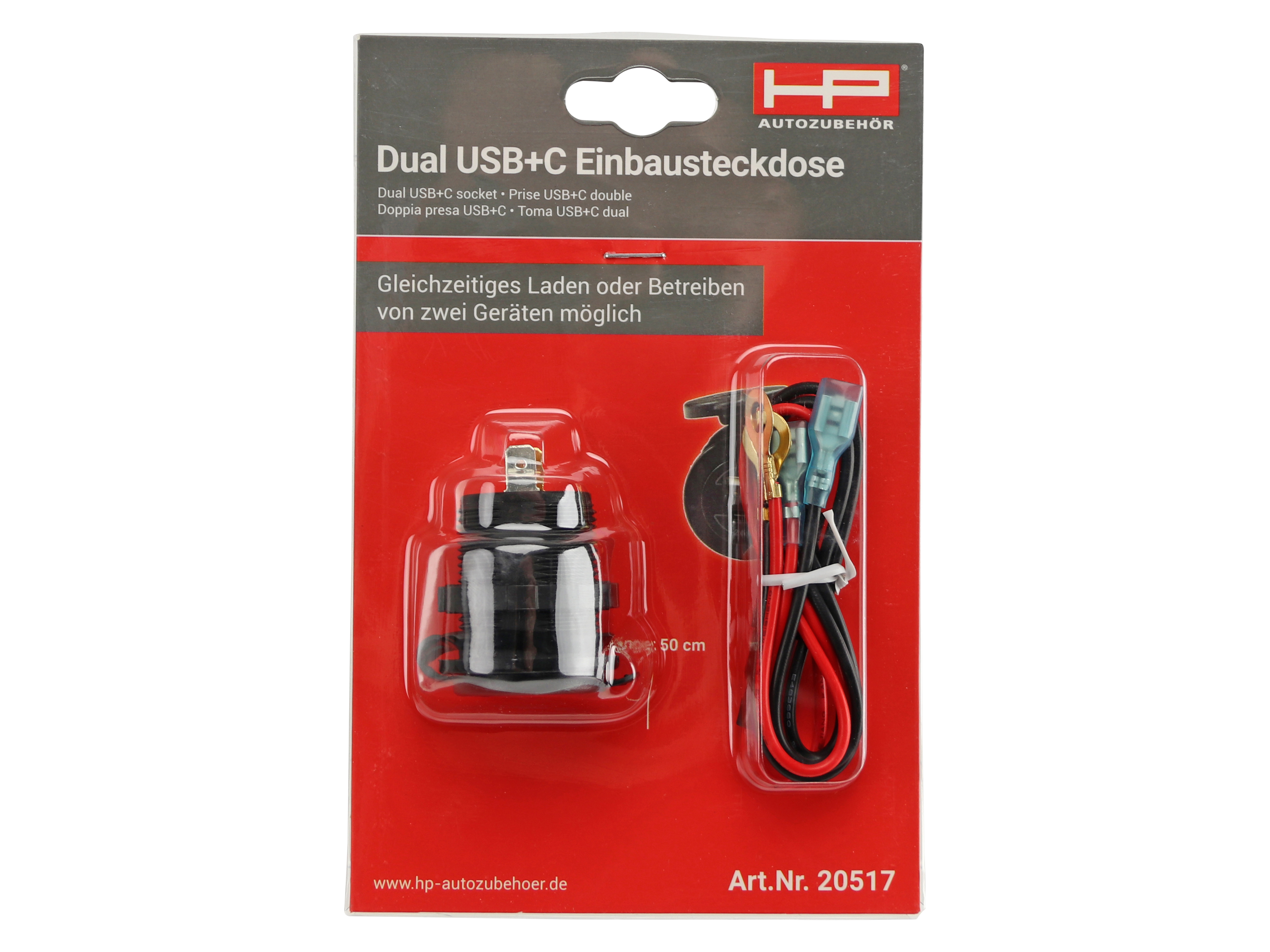 HP AUTOZUBEHÖR Einbausteckdose 20517, USB-C, USB-A