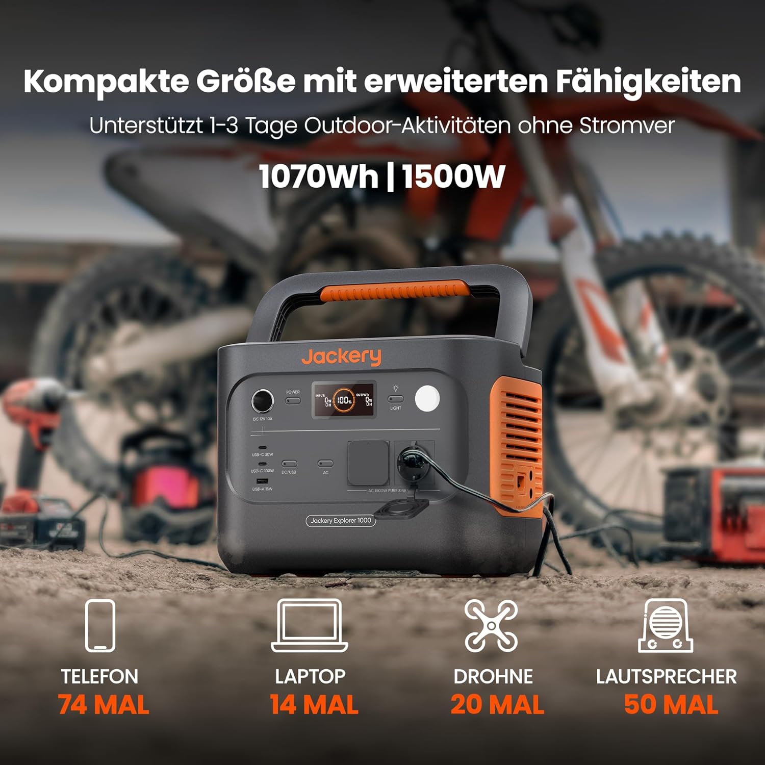 JACKERY Tragbare Powerstation E1000V2, 1070 Wh, 30400 mAh, LiFePO4