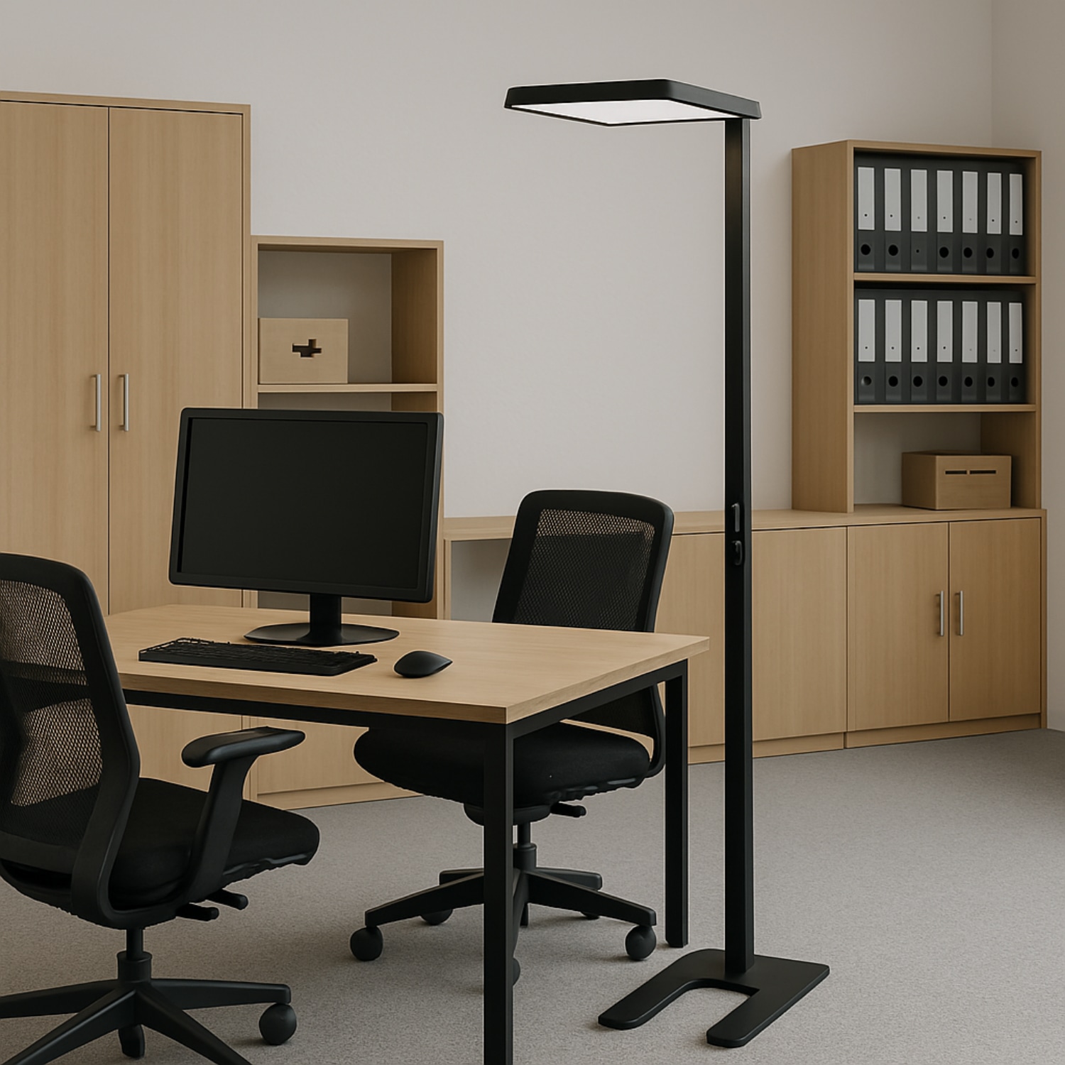 LUXULA LED-Büro-Stehleuchte, EEK: G, 100W, 7000lm, 4000K, schwarz