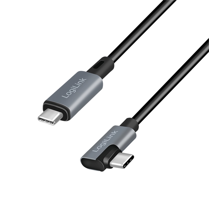 LOGILINK USB2.0 Typ-C CU0184, C/M 90°, PD, schwarz, 3,0 m