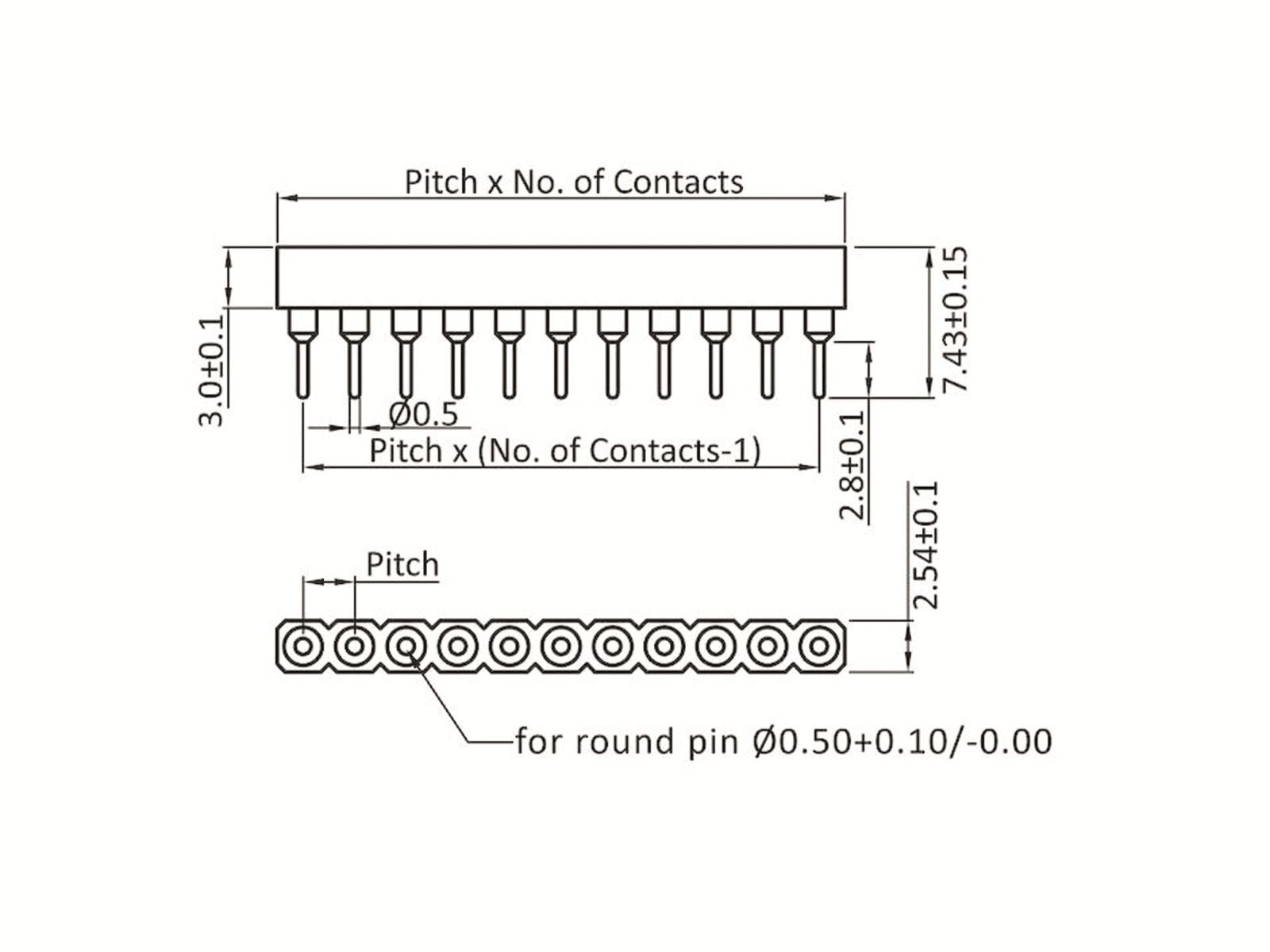 ECON CONNECT Kontaktbuchse, 1 x 8-polig, verzinnt, RM 2,54 mm