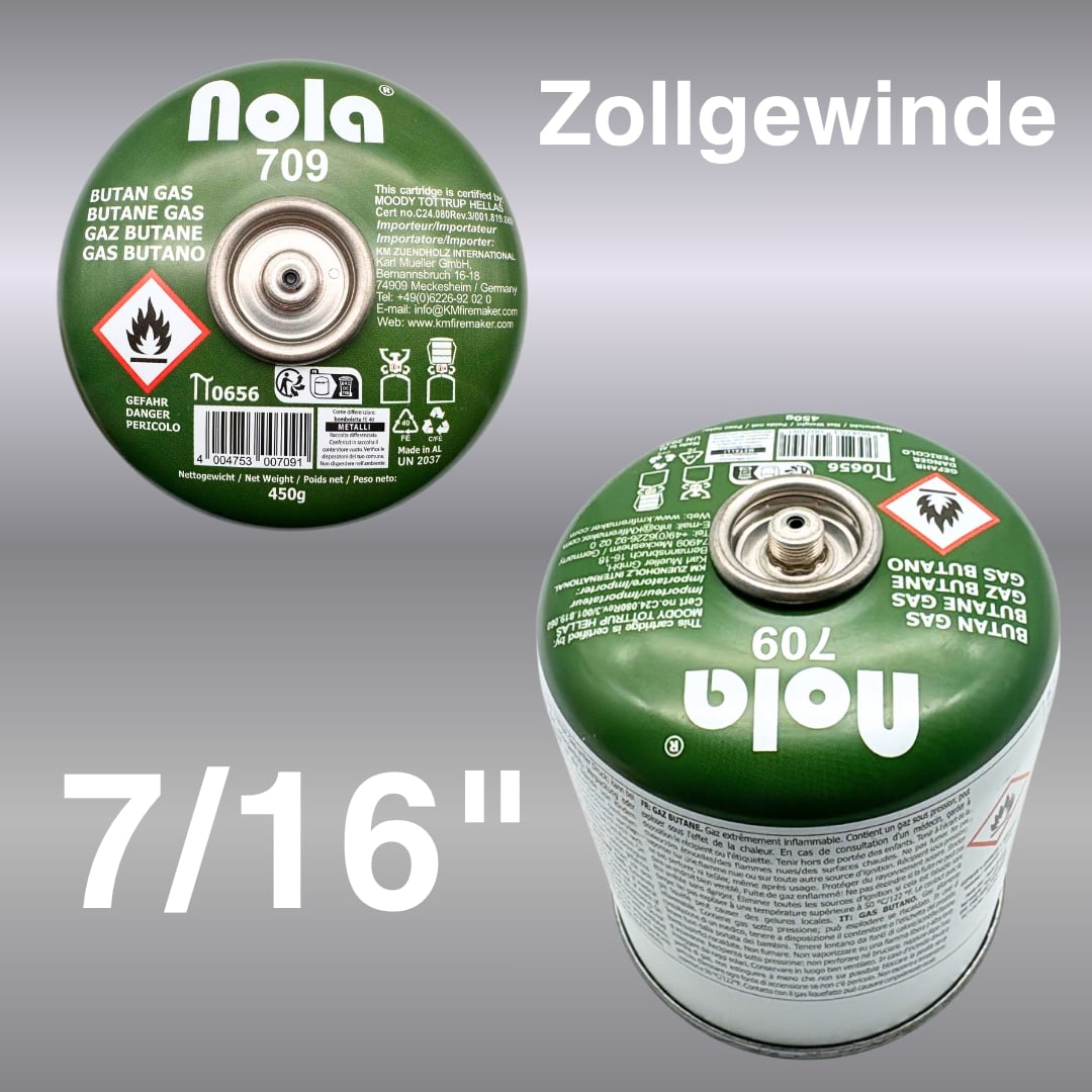 NOLA Butangaskartusche 709, 450g mit 7/16" Gewinde