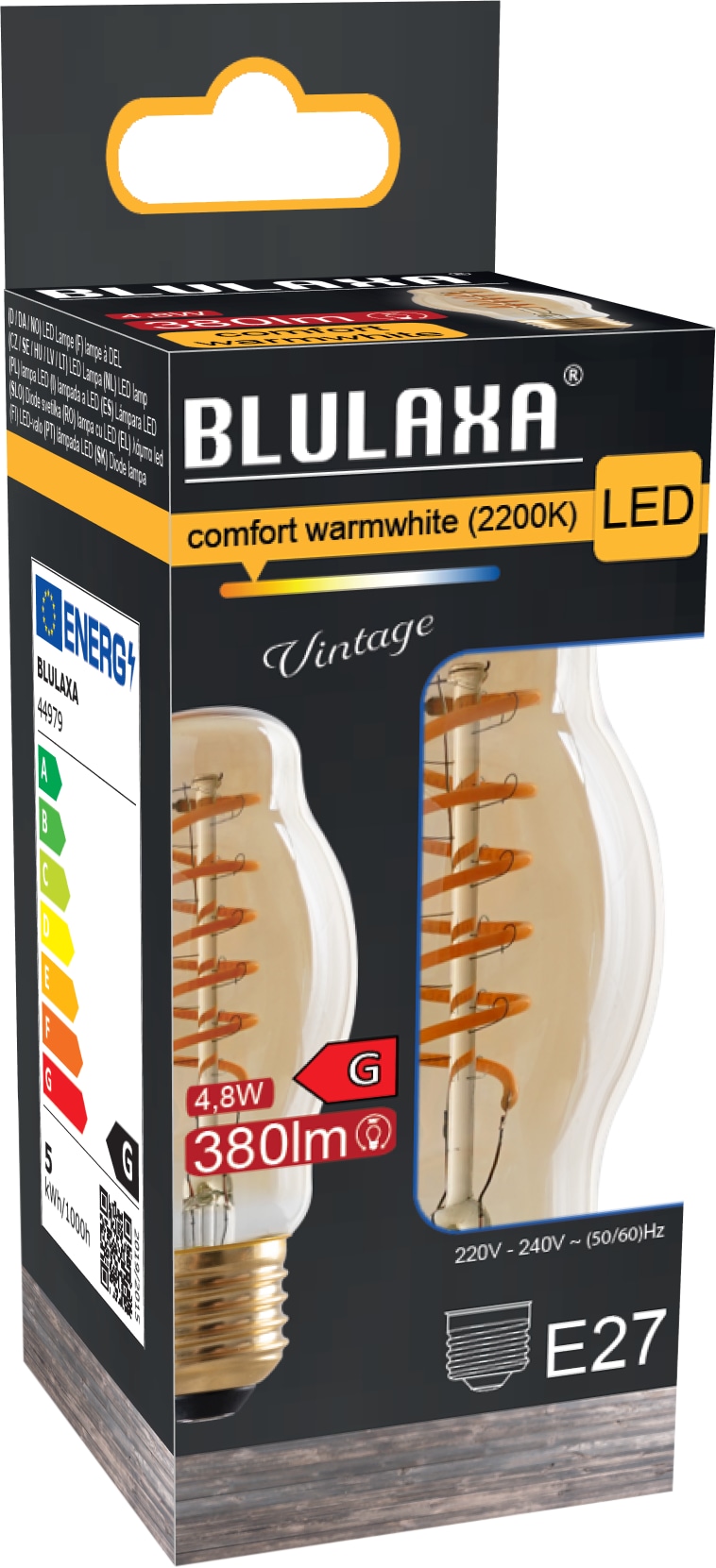 BLULAXA LED FlexFilament BTT, E27, 4,8 W, 2200 K, EEK: G, 380 lm, IP20, warmweiß